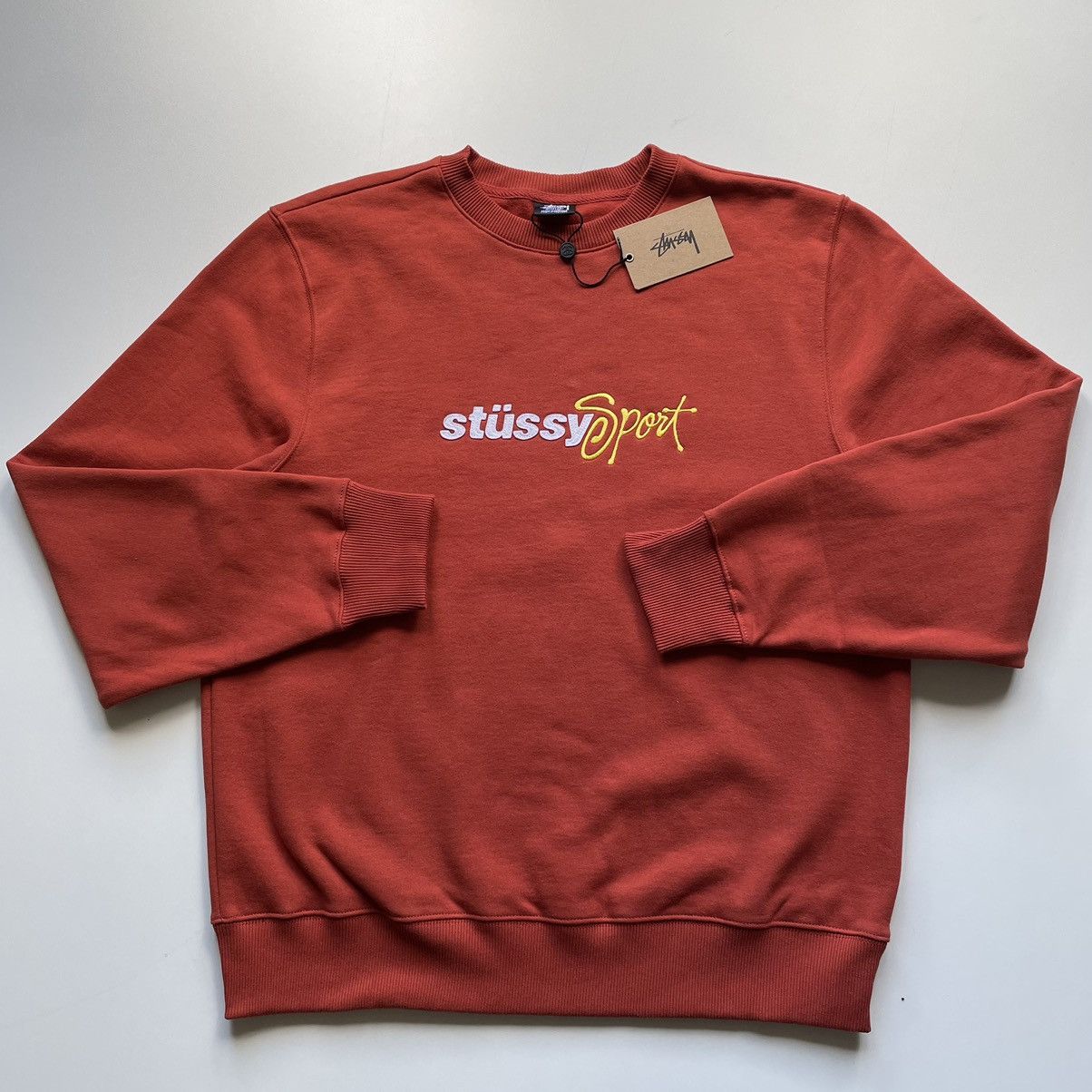 image of Vintage Stussy Sport Embroidered Crewneck Red Medium, Men's