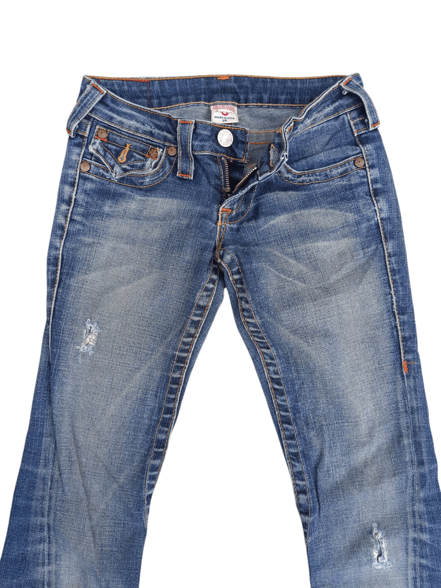 True Religion True Religion Low Rise Distressed Flare Jeans Size 25" / US 0 / IT 36 - 3 Thumbnail