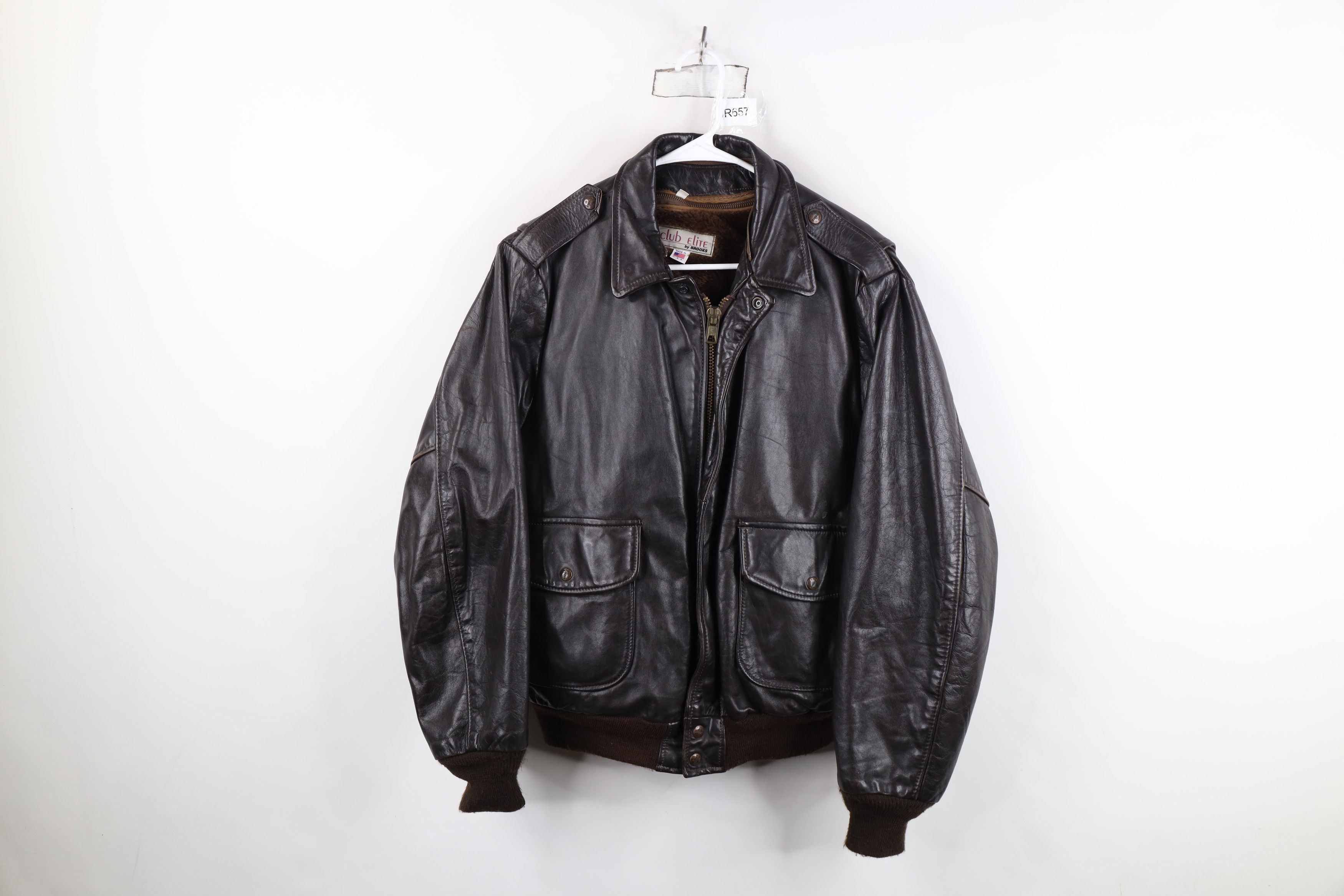 Vintage Vintage 70s Streetwear Brushed Leather Flight Bomber Jacket Size US XL / EU 56 / 4 - 1 Thumbnail