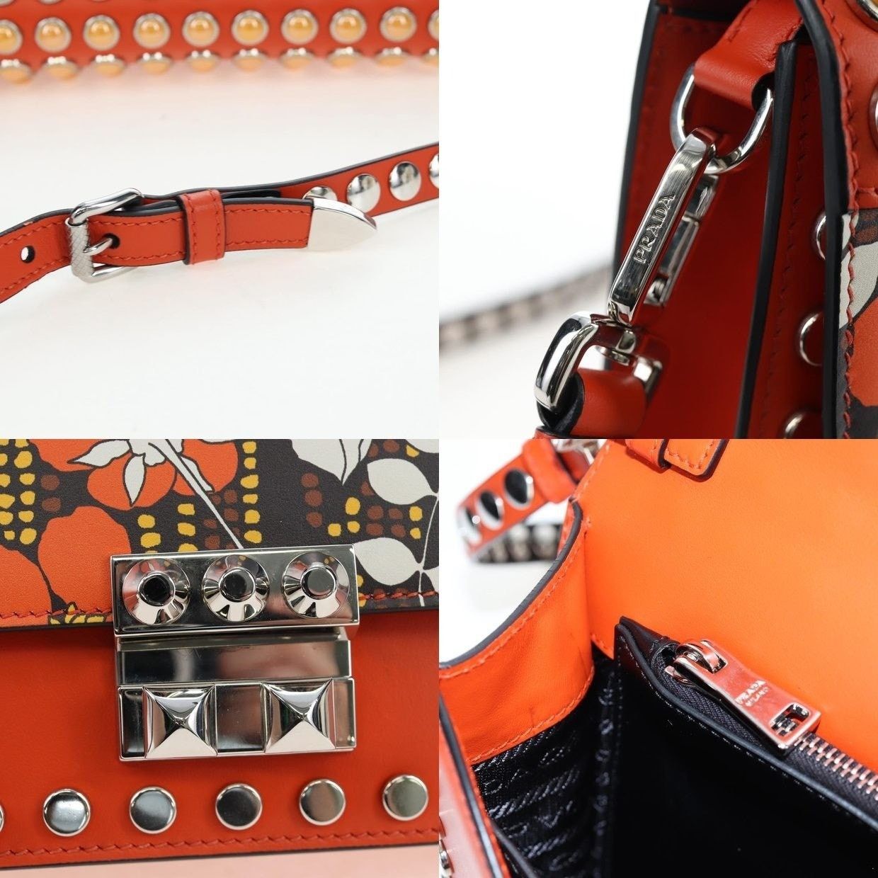 Prada Prada Saffiano Galleria Shoulder Bag Orange Size ONE SIZE - 14 Thumbnail