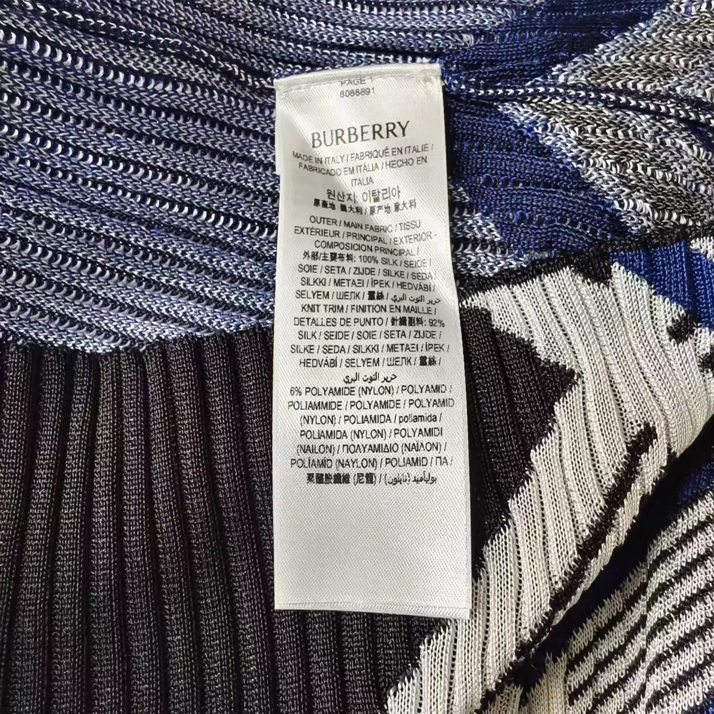 Burberry Burberry SS24 Colorblock Stripe V-Neck Knit Women's Black Size L / US 10 / IT 46 - 4 Thumbnail