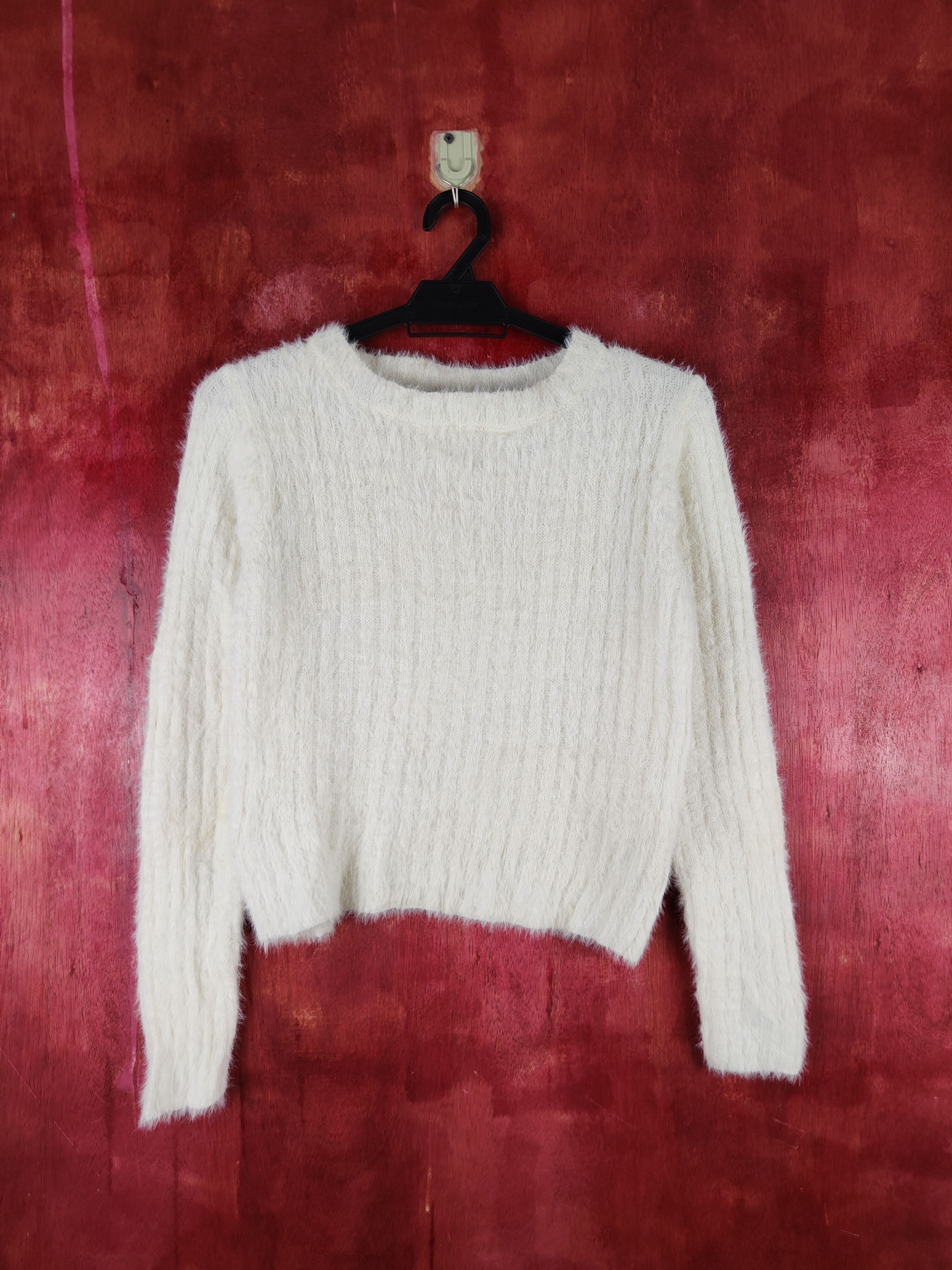 Japanese Brand Be Radiance White Shag Shaggy Fur Mohair Knitwear #S1984 Size S / US 4 / IT 40 - 1 Thumbnail