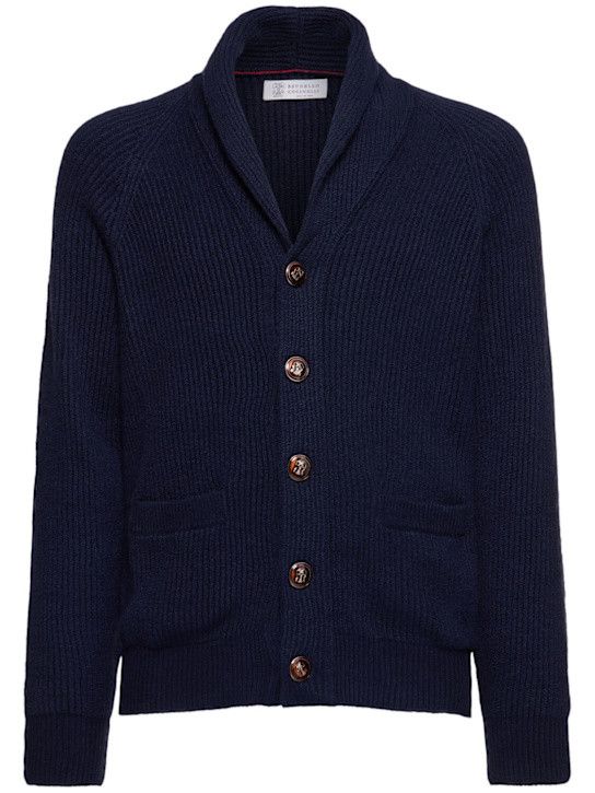 Brunello Cucinelli o1y0526 Cardigan in Midnight Blue Size US XXL / EU 58 / 5 - 1 Thumbnail