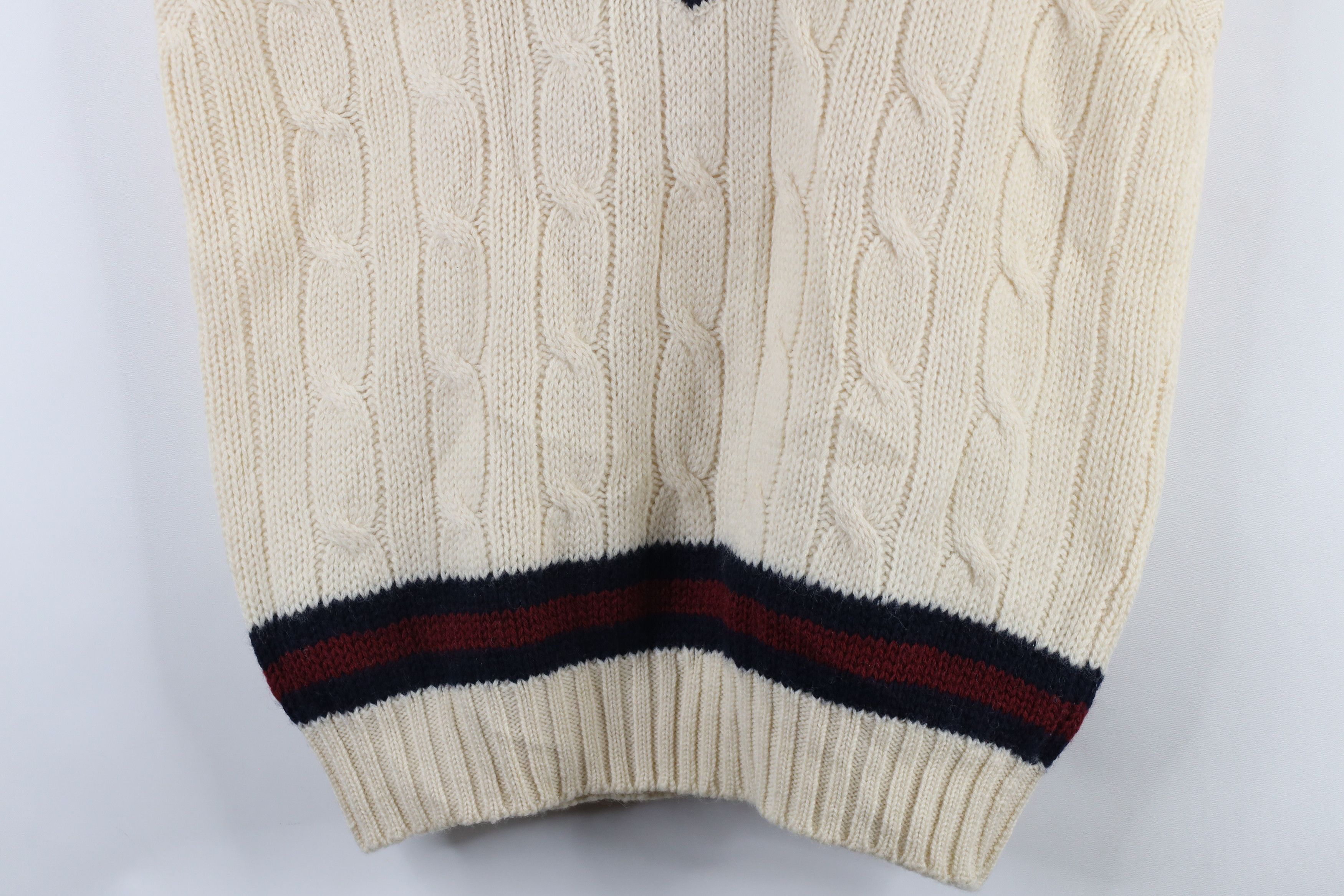 Vintage Vintage 70s Dapper Chunky Wool Cable Knit Sweater Vest Cream Size US XL / EU 56 / 4 - 3 Thumbnail