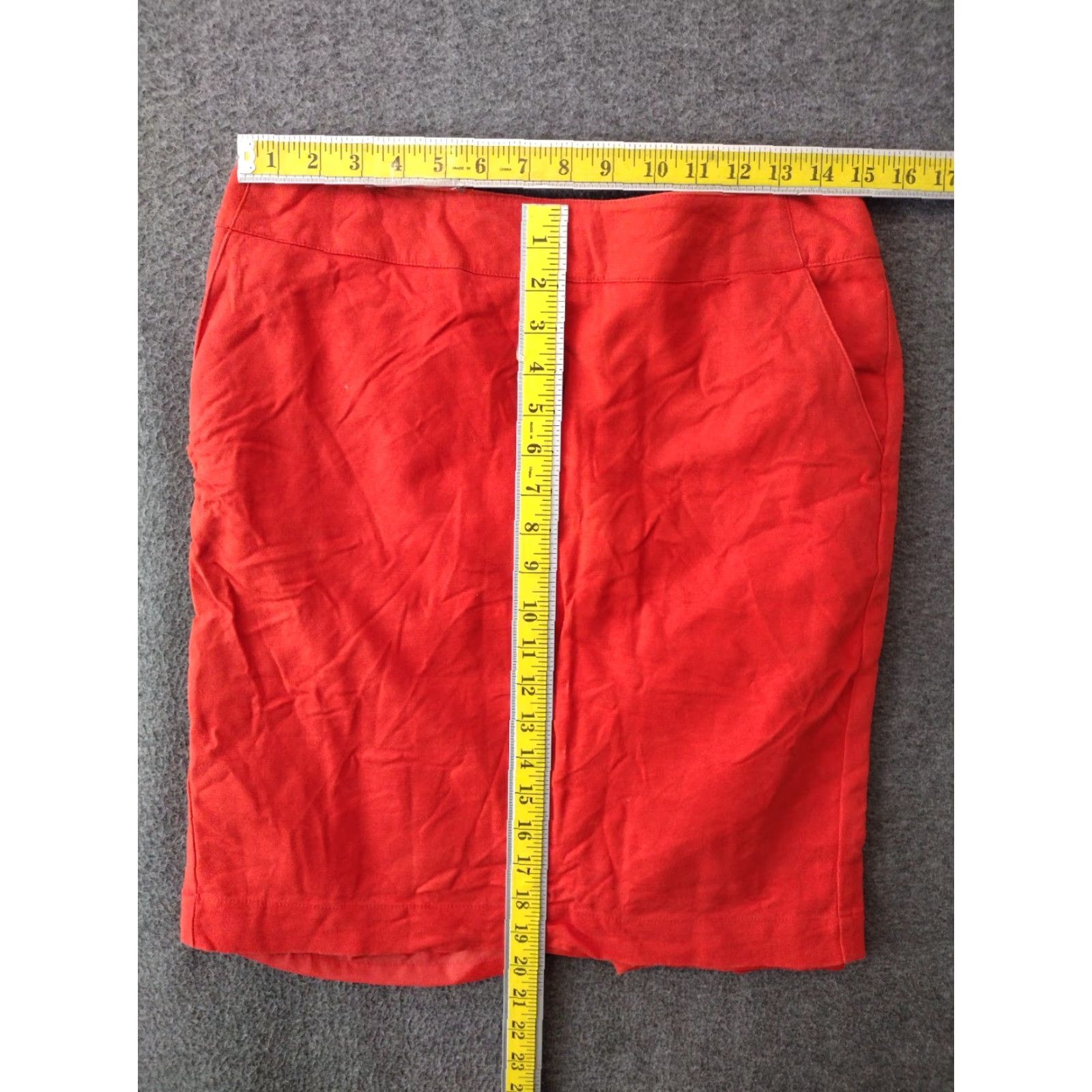 Merona Merona Red A-Line Skirt - Women - Size 6 - Lined - Back Zip - Slit - Short - Casual - Cotton/Polyester/Rayon Blend Size 28" / US 6 / IT 42 - 4 Thumbnail