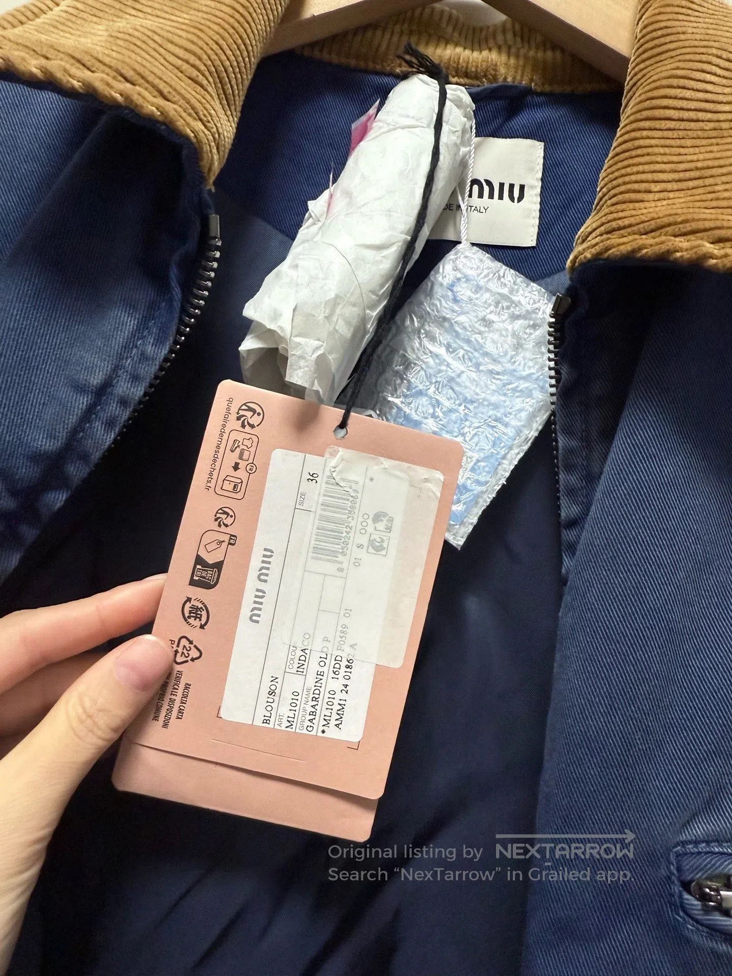 Miu Miu Miumiu Embroidered Logo Corduroy Puffer Jacket. Size XS / US 0-2 / IT 36-38 - 4 Thumbnail