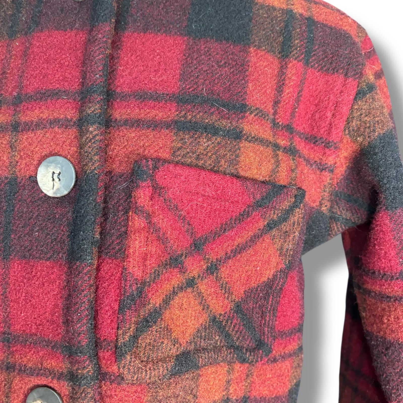 Woolrich Woolen Mills Vintage 90s Woolrich Cropped Red Plaid Jacket Made In USA Size M / US 6-8 / IT 42-44 - 5 Thumbnail