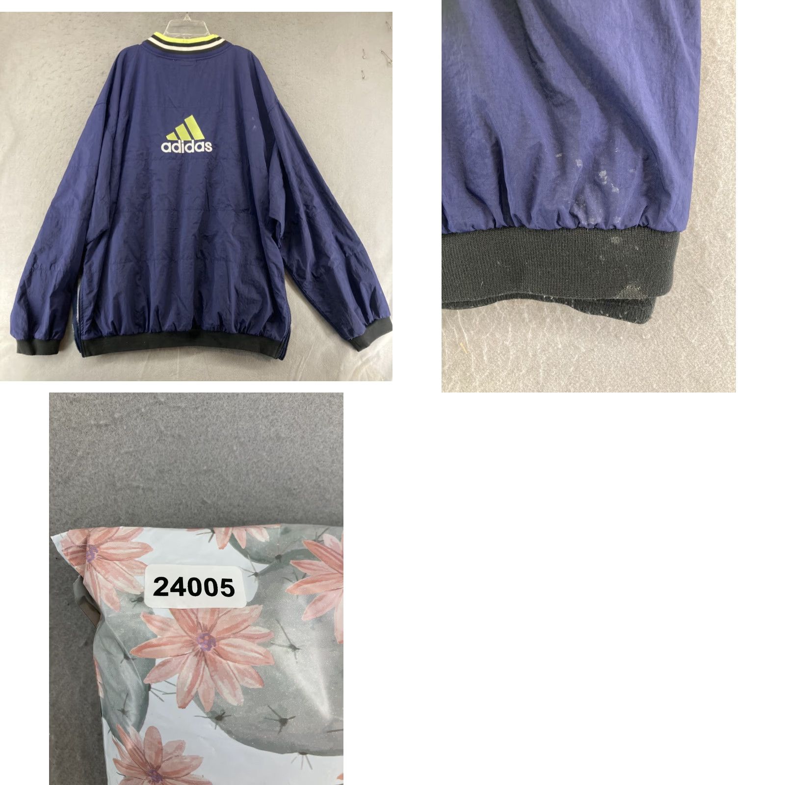 Adidas Adidas VTG Windbreaker Sweatshirt XXL Blue Green Logo Side Zippers Mens 2XL Zip Pockets Town-Brand-Style: Pullover Sports Soccer Size US XXL / EU 58 / 5 - 8 Thumbnail