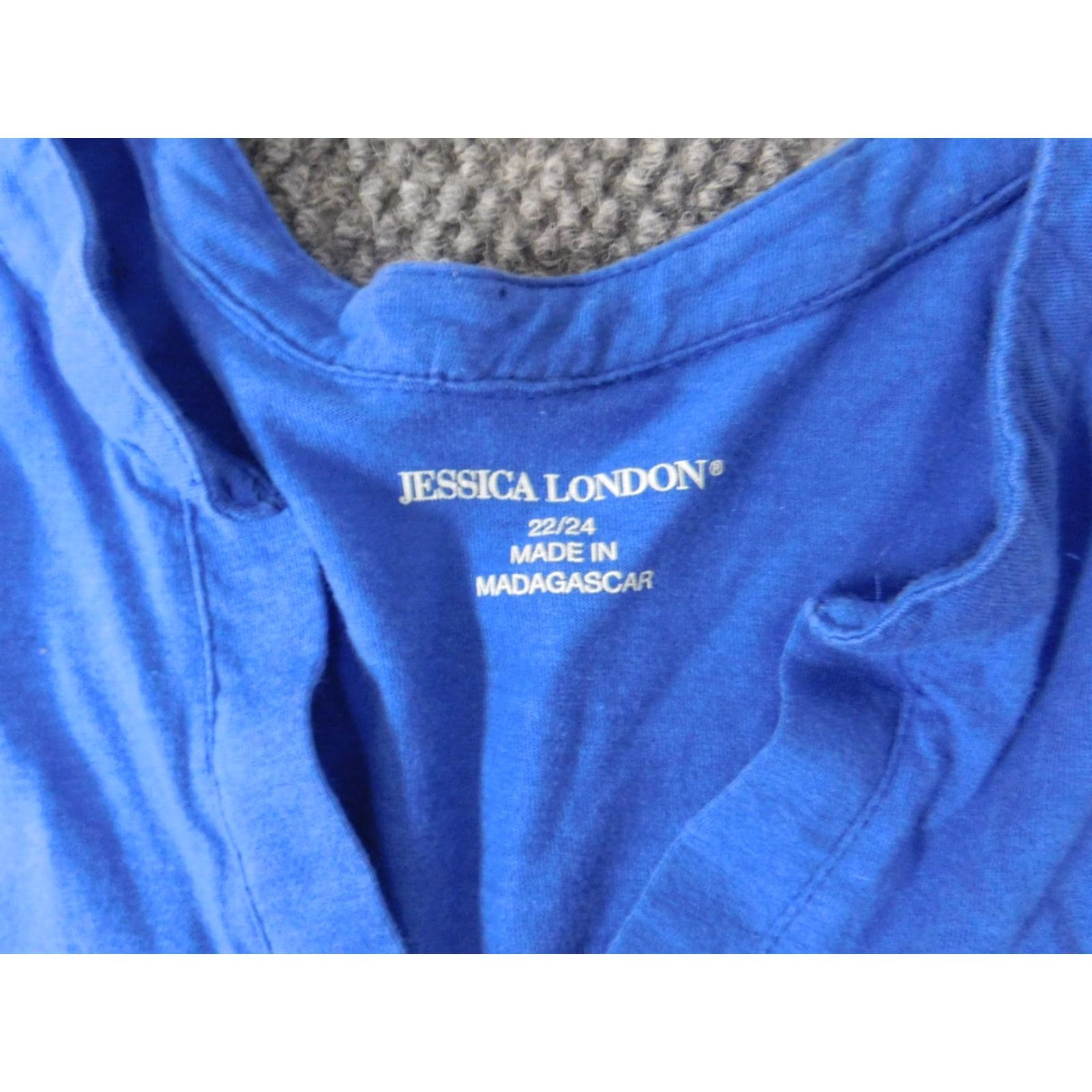 Vintage Jessica London Blouse Womens 22 Blue Floral Round Neck Sleeveless Pullover Cotton Stretch Regular Womens Size 3XL / US 20-22 - 6 Thumbnail