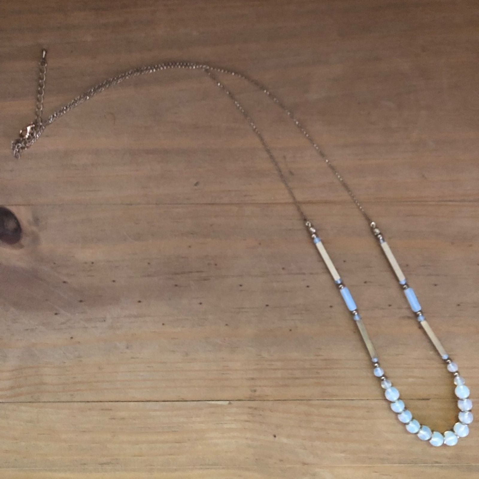 Jewelry Elegant opalescent bead gold bar long length necklace Size ONE SIZE - 6 Thumbnail