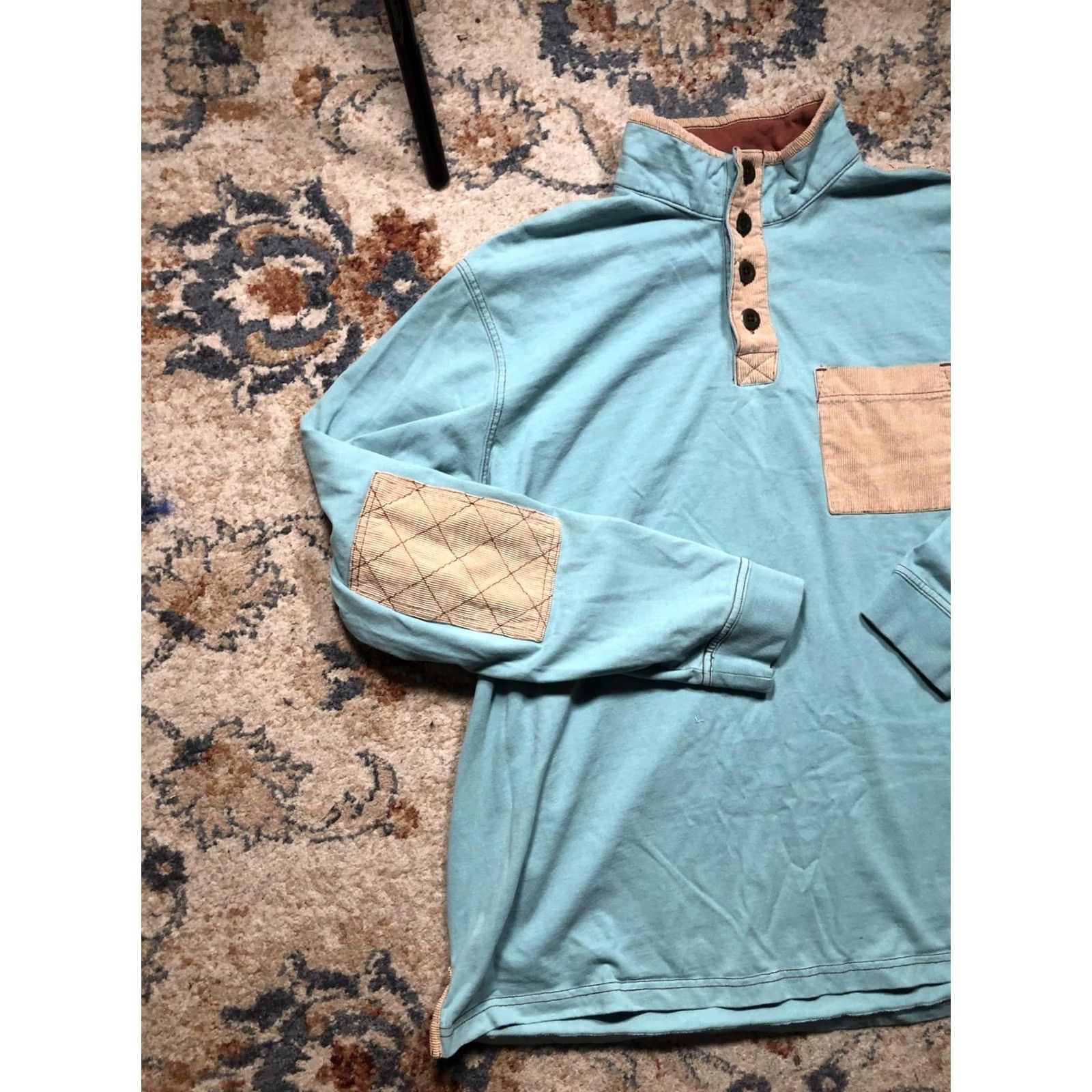 The Territory Ahead Territory Ahead Shirt Mens XL Blue Mock Neck Quilted Elbow Patch Pullover Size US XL / EU 56 / 4 - 3 Thumbnail