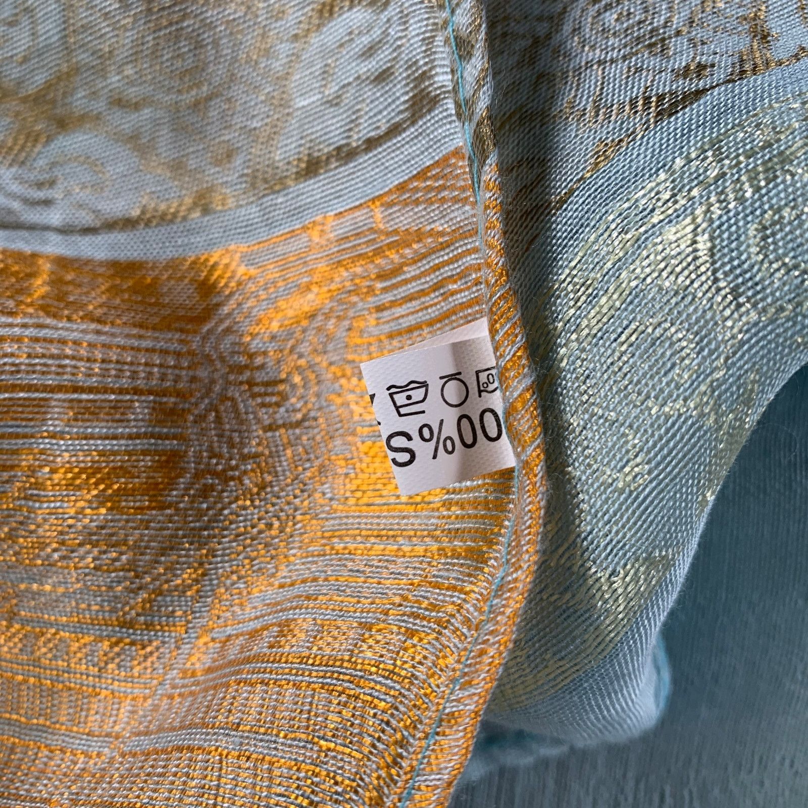 Other NO BRAND Light Blue Copper Silk Scarves Size ONE SIZE - 2 Thumbnail
