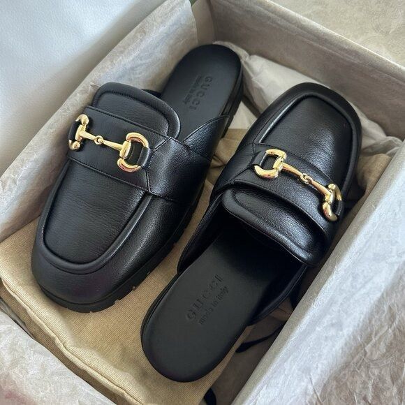 Gucci NEW GUCCI HORSEBIT MULE BLACK CHUNKY LEATHER OPEN BACK LOAFE Size US 9.5 / EU 42-43 - 7 Thumbnail