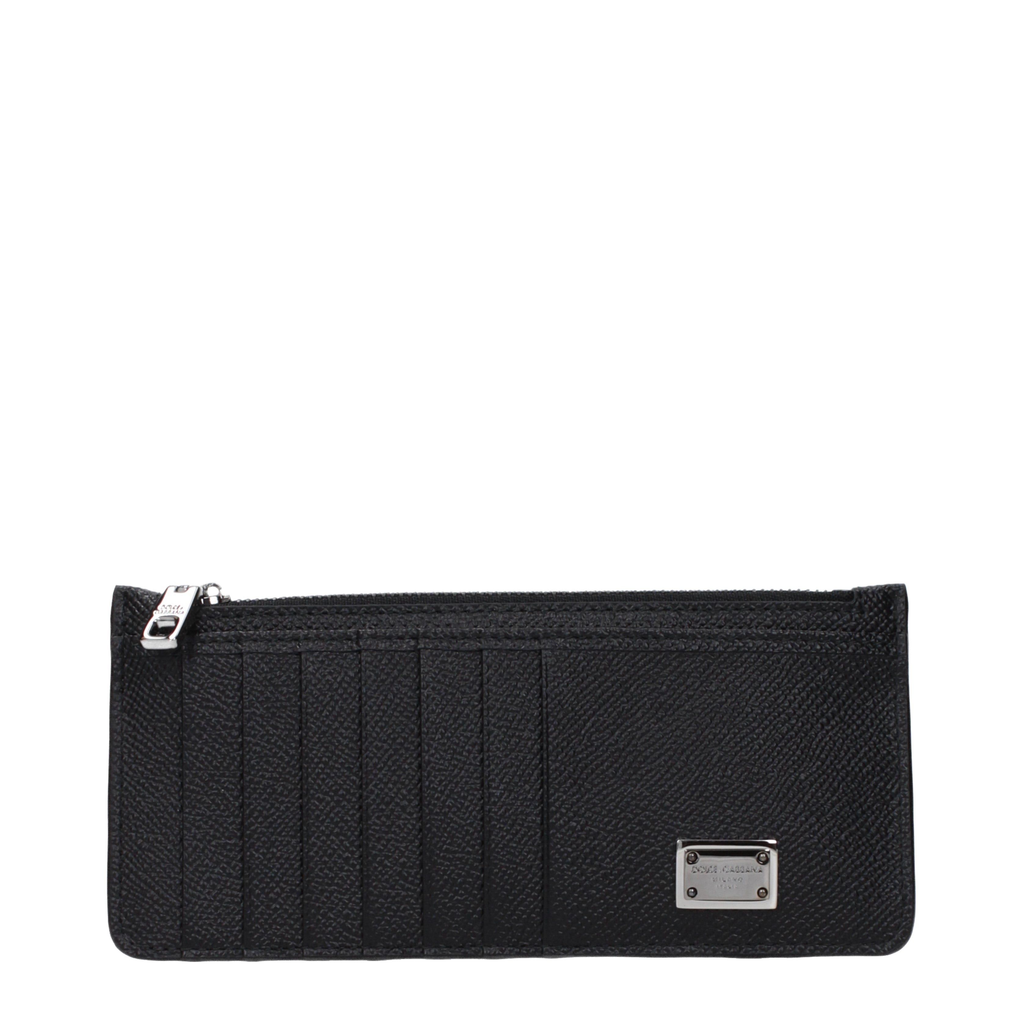 Dolce & Gabbana Dolce&Gabbana Coin Purses Men Leather Black Size ONE SIZE - 1 Thumbnail
