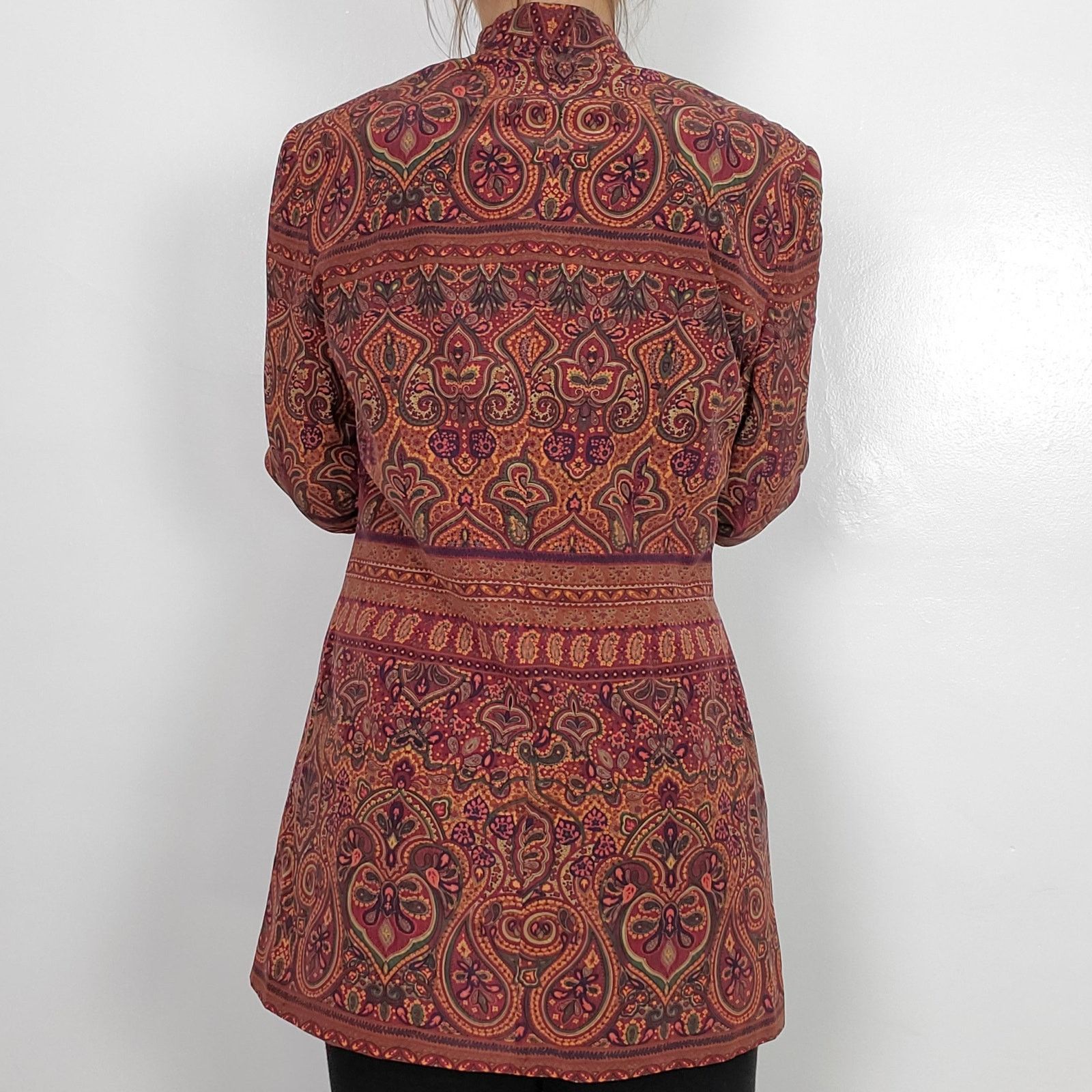 Other August Silk Paisley Boho Blazer Jacket 8 / 38 Size M / US 6-8 / IT 42-44 - 4 Thumbnail
