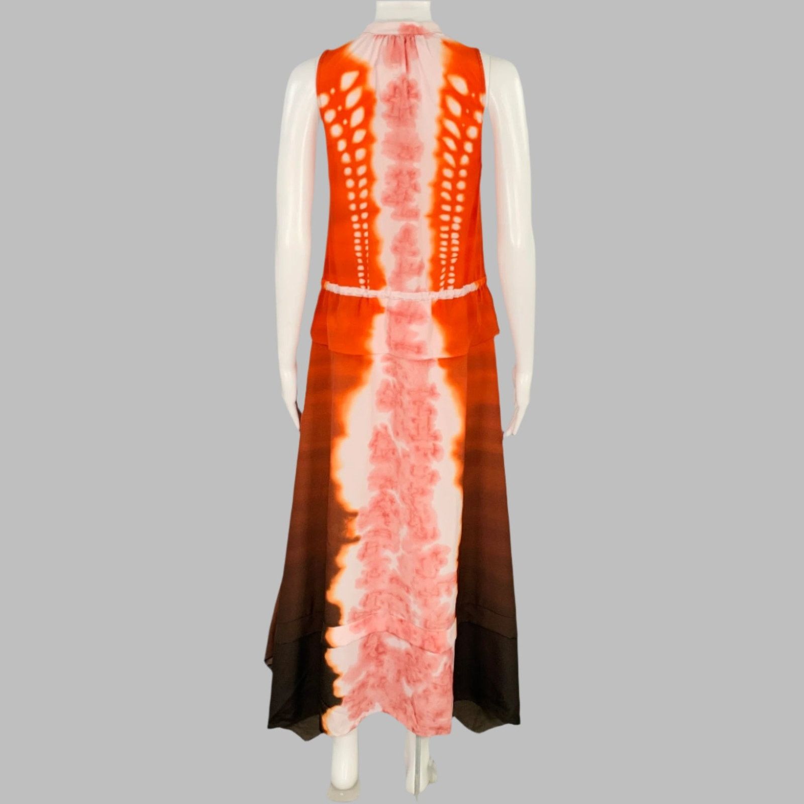Penelope Orange Brown Tie Dye Sleeveless Asymmetrical Dress