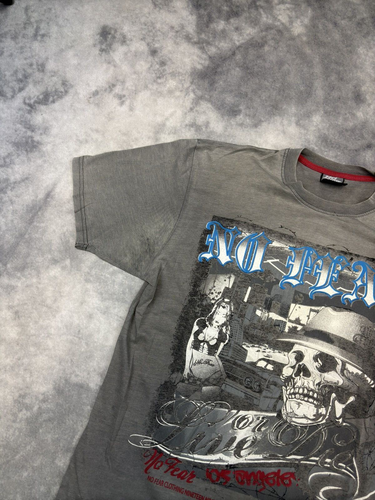 No Fear Vintage No Fear Washed Faded t shirt skull drill USA tee 90s Size US L / EU 52-54 / 3 - 3 Thumbnail
