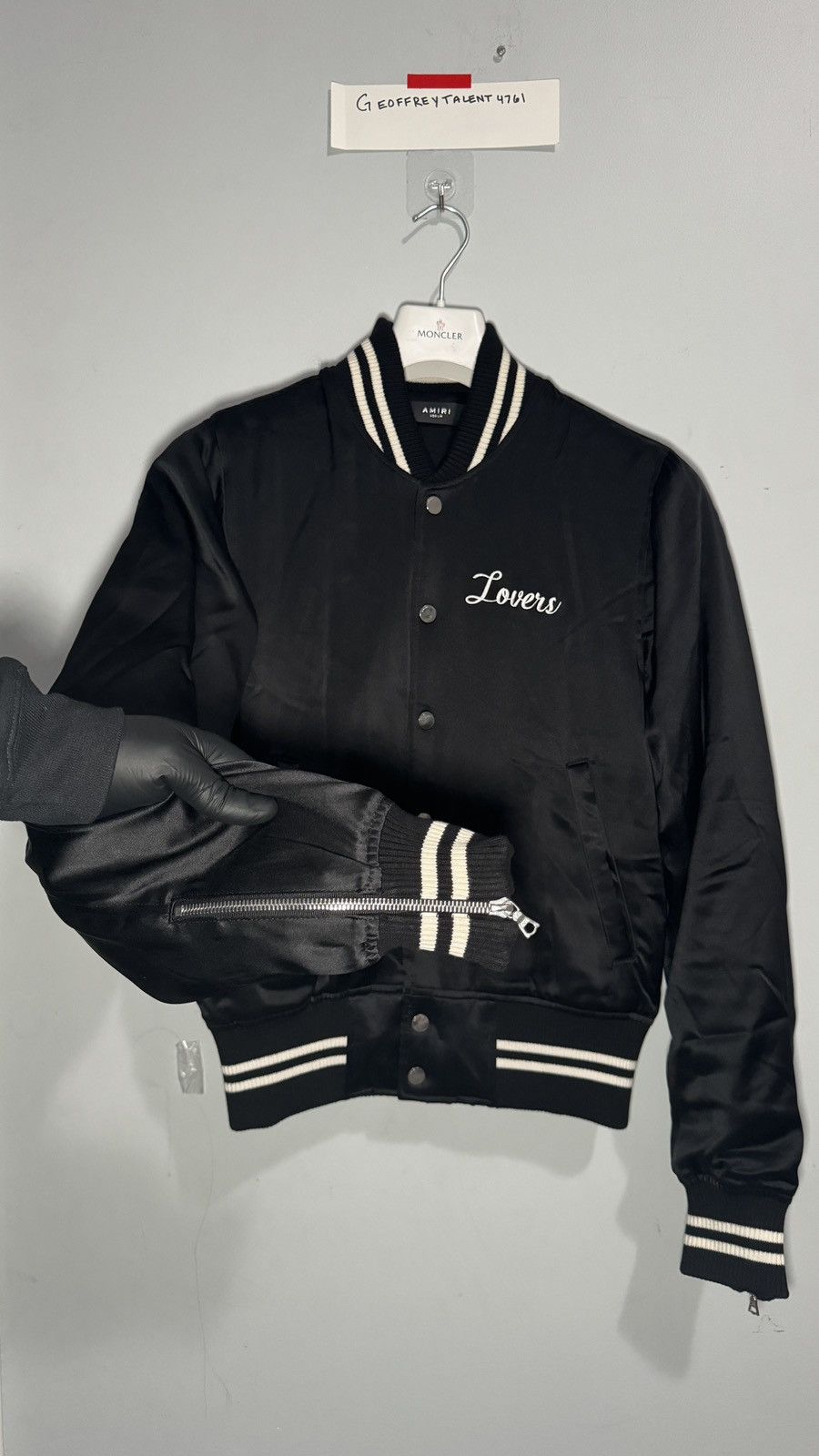Amiri AMIRI “Lovers” Satin Varsity Jacket - Black - Size Medium Size US M / EU 48-50 / 2 - 2 Thumbnail