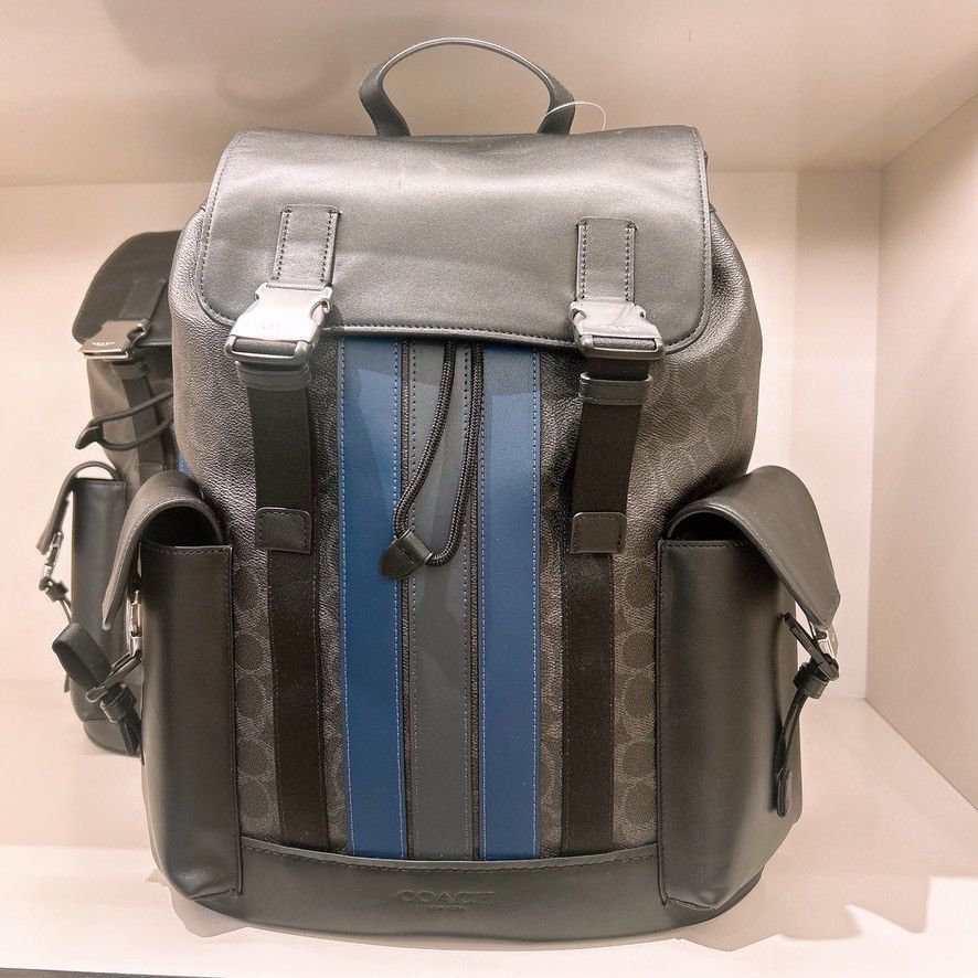Coach Clark Backpack In Signature Canvas With Varsity Stripe CDC63 Size ONE SIZE - 2 Thumbnail