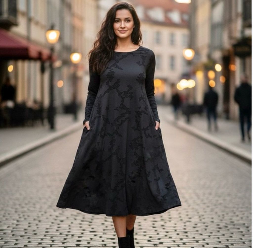 Other NEW Alembika Black Burnout Long Sleeve Maxi Dress Size 2(M) Size M / US 6-8 / IT 42-44 - 1 Thumbnail