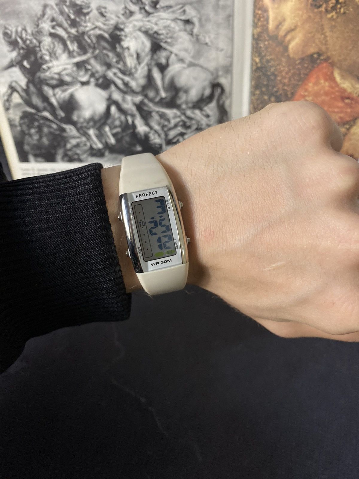 Japanese Brand × Jewelry × Vintage Retro Perfect Digital Watch with White Strap Size ONE SIZE - 1 Thumbnail
