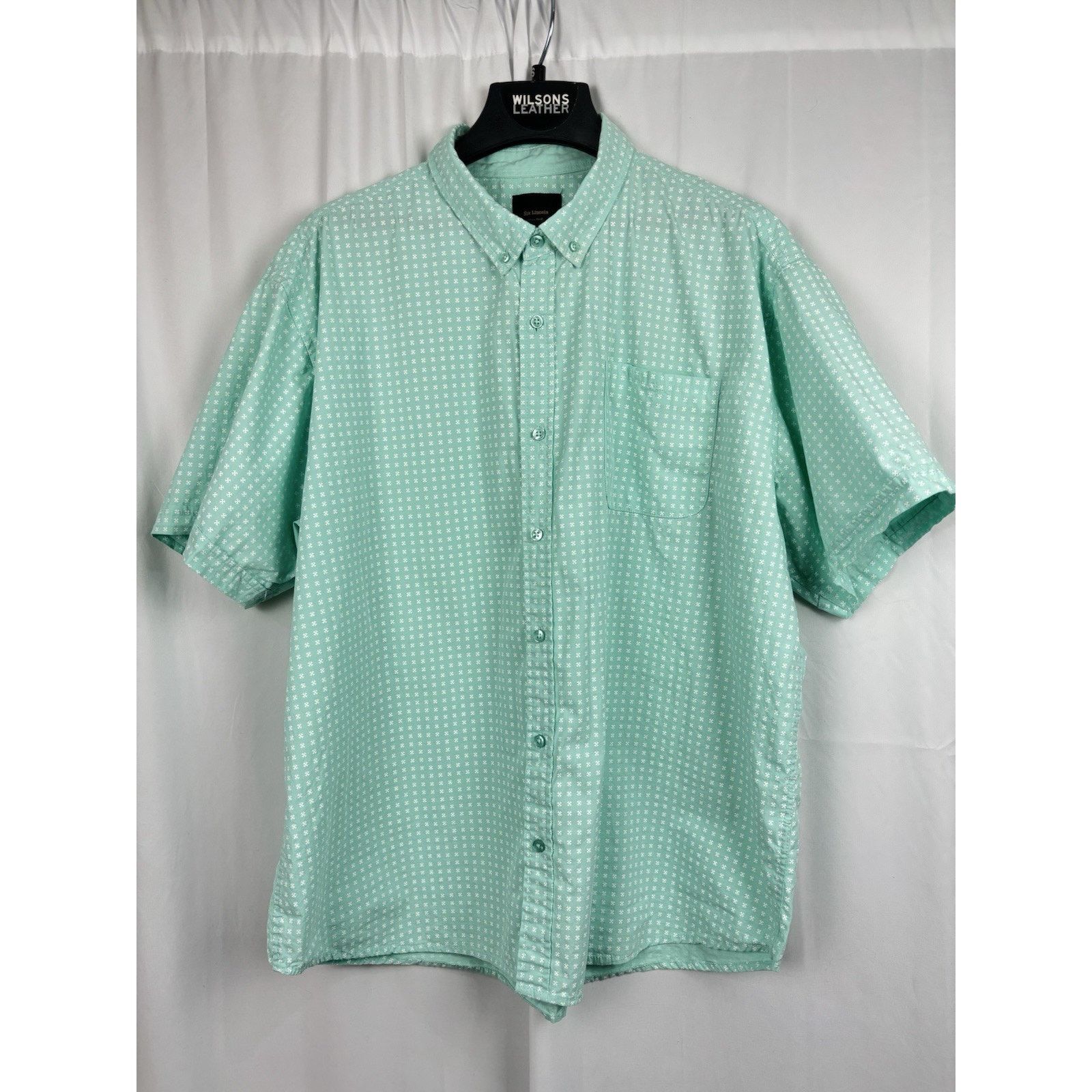 Other Men's Six Lincoln New York Blue Green 3X SS Button Shirt Size US XXL / EU 58 / 5 - 2 Thumbnail