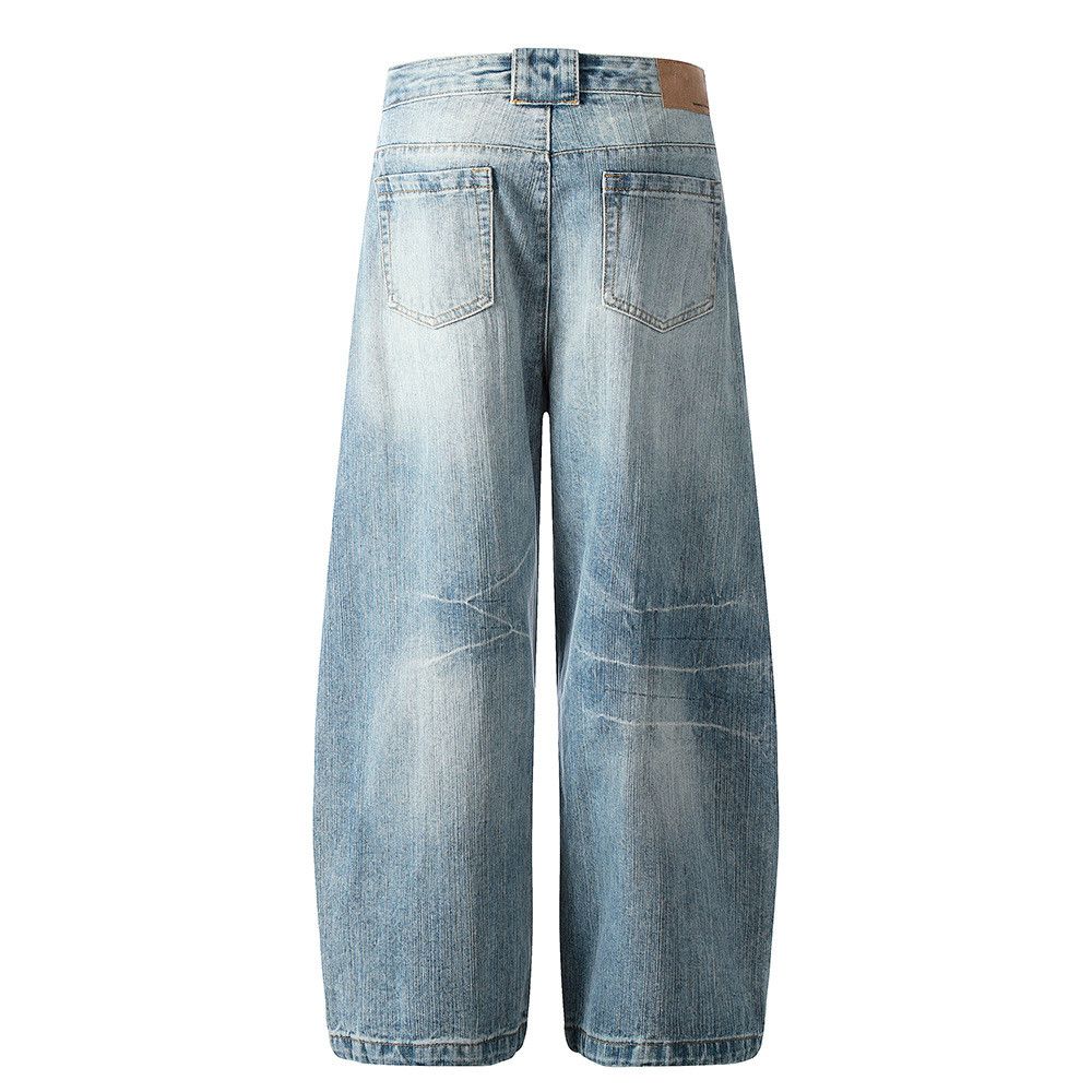 Vintage American retro patchwork men's curved wash jeans Size US 34 / EU 50 - 2 Thumbnail