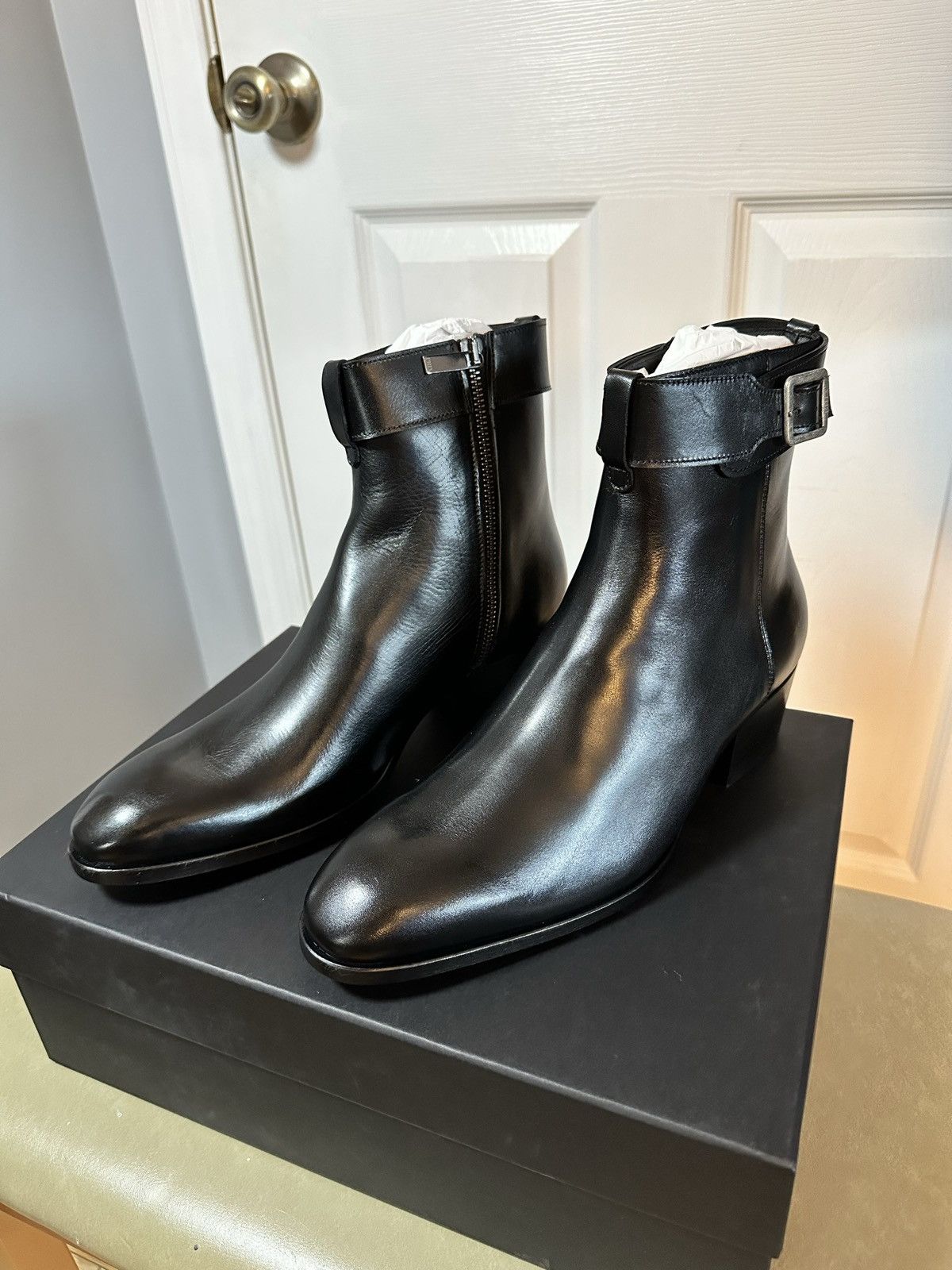 Phix Clothing Black Buckle Strap Leather Boot