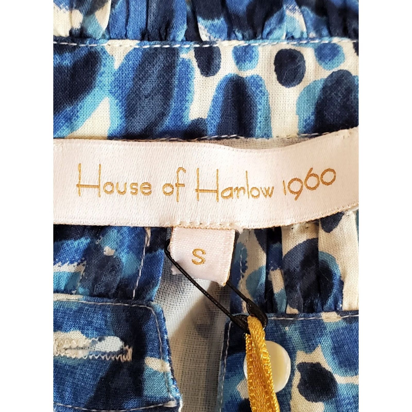 Vintage House of Harlow 1960 Melba Blue Floral Ruffle Mini Dress S Womens New With Tags Size S / US 4 / IT 40 - 4 Thumbnail