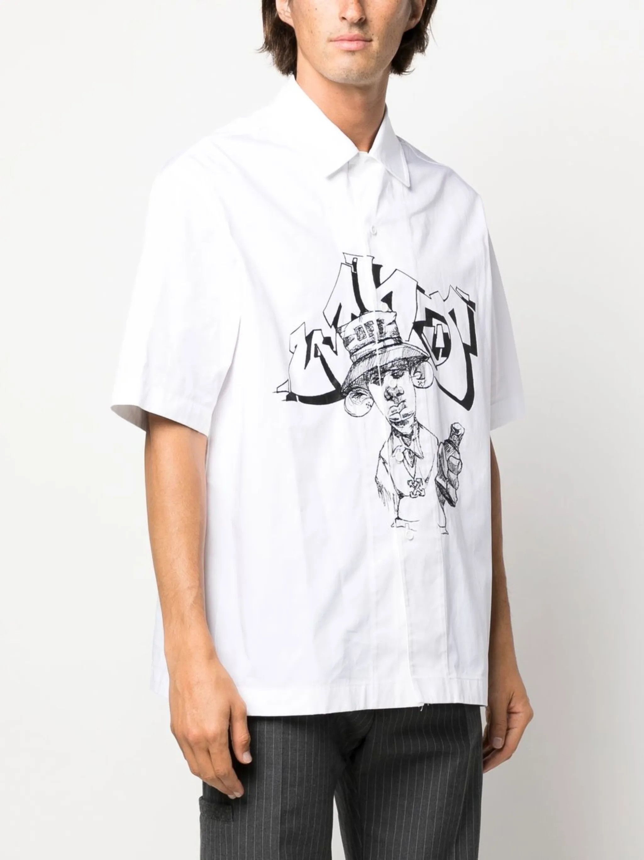 Off-White o1gr1nt0125 Graffiti Freest Holiday Shirt in White Size US M / EU 48-50 / 2 - 3 Thumbnail