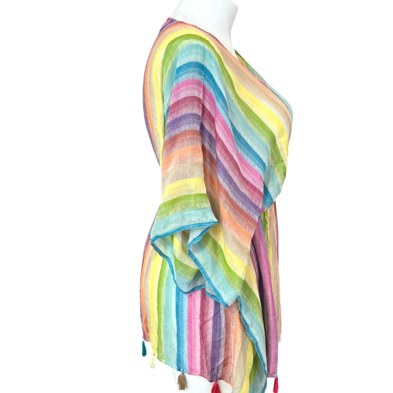 Vintage ACCESSORY ST Rainbow Peasant Chiffon Cinch Waist Blouse One Size 100% Rayon Size ONE SIZE - 5 Thumbnail