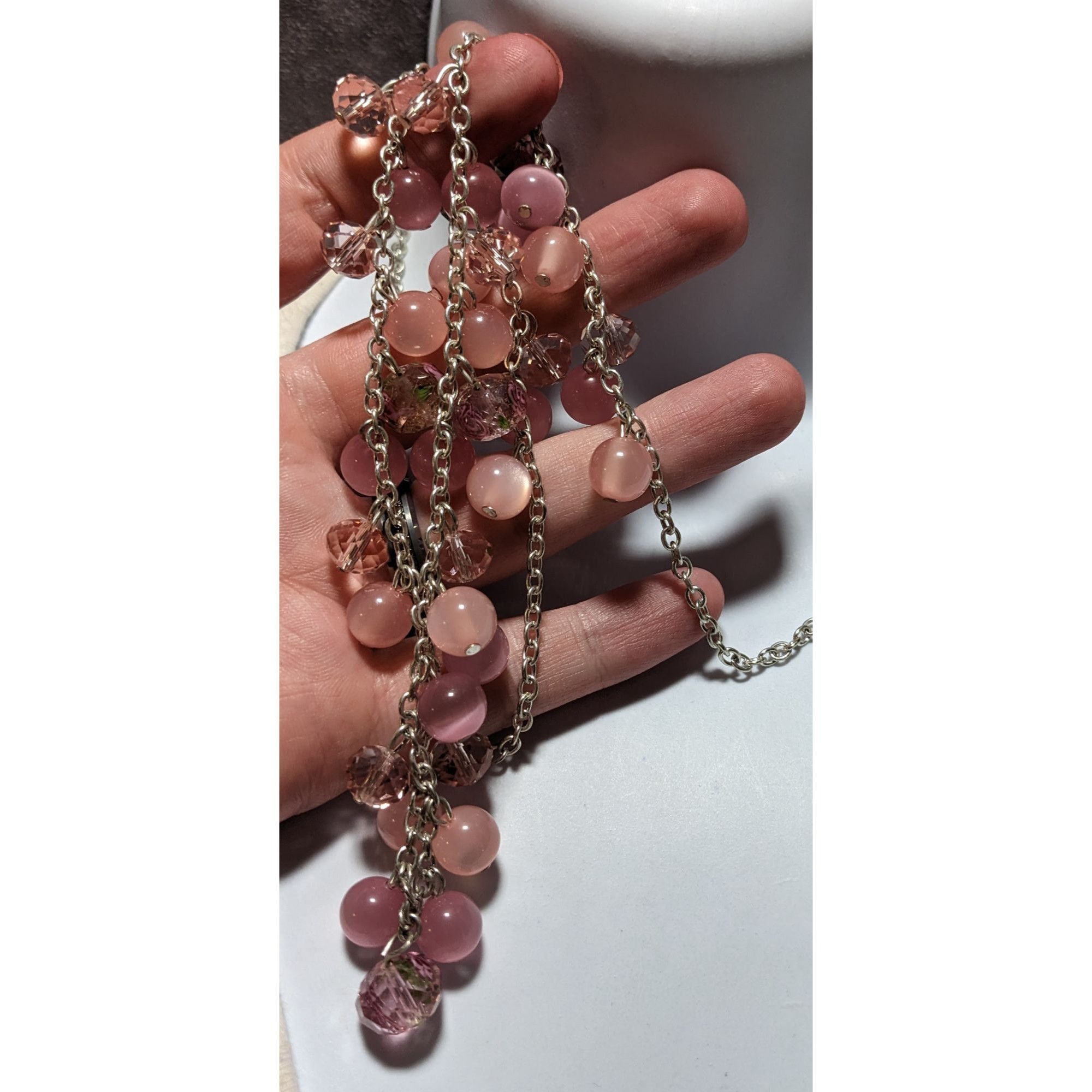 Other Pink & Silver Beaded Fringe Neckalce Size ONE SIZE - 8 Thumbnail