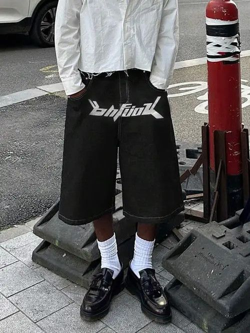 Japanese Brand VINTAGE RETRO 90s drip street shorts jorts Size US 34 / EU 50 - 4 Thumbnail