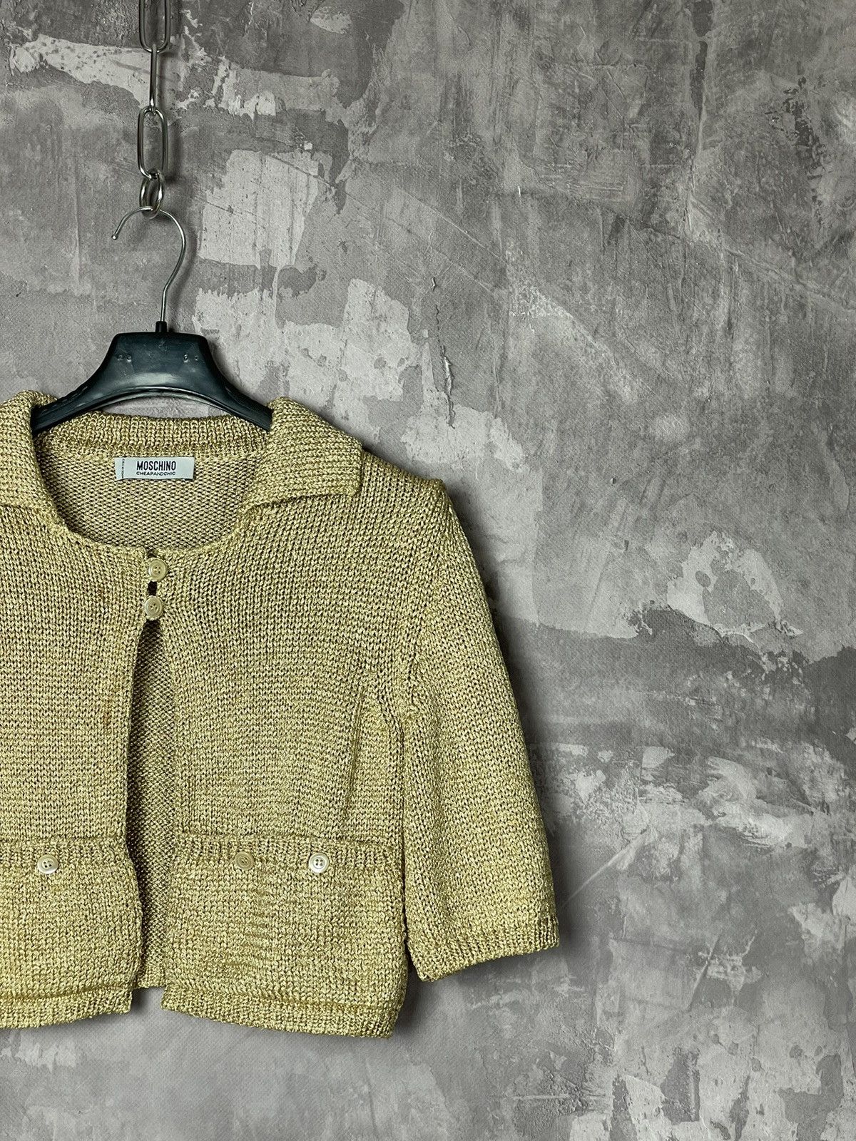 Moschino × Vintage Moschino Cheap and Chic Golden Tweed Mini Blazer Size S / US 4 / IT 40 - 2 Thumbnail
