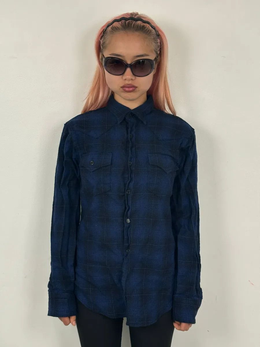 Saint Laurent Paris SS2016 Saint Laurent Blue & Black Checkered Shirt by Hedi Slimane Size US XS / EU 42 / 0 - 1 Thumbnail