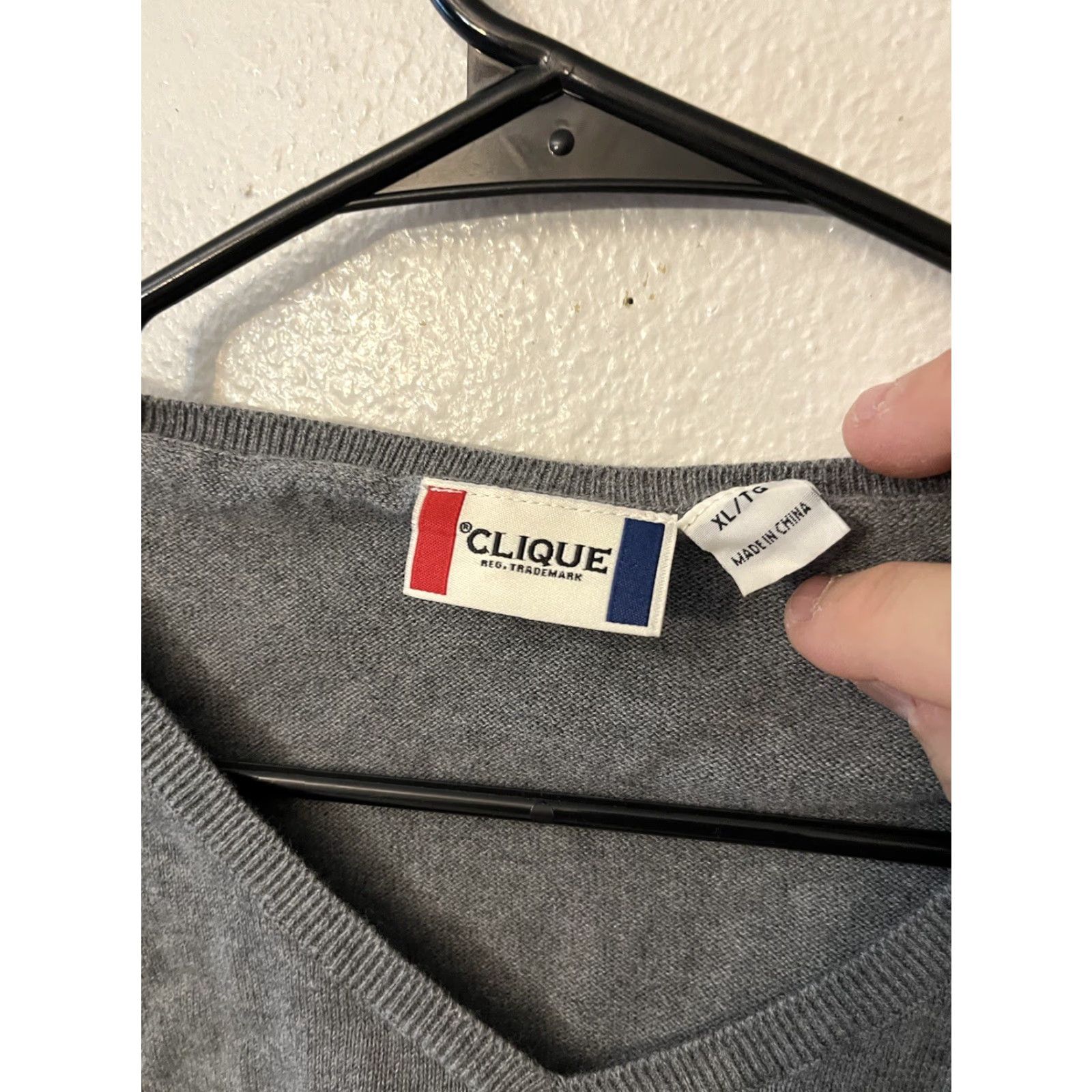 Vintage VINTAGE Clique Womens Sweater XL Crew Neck Pullover Long Sleeve Casual Knit Gray Navy Cotton Size XL / US 12-14 / IT 48-50 - 2 Thumbnail