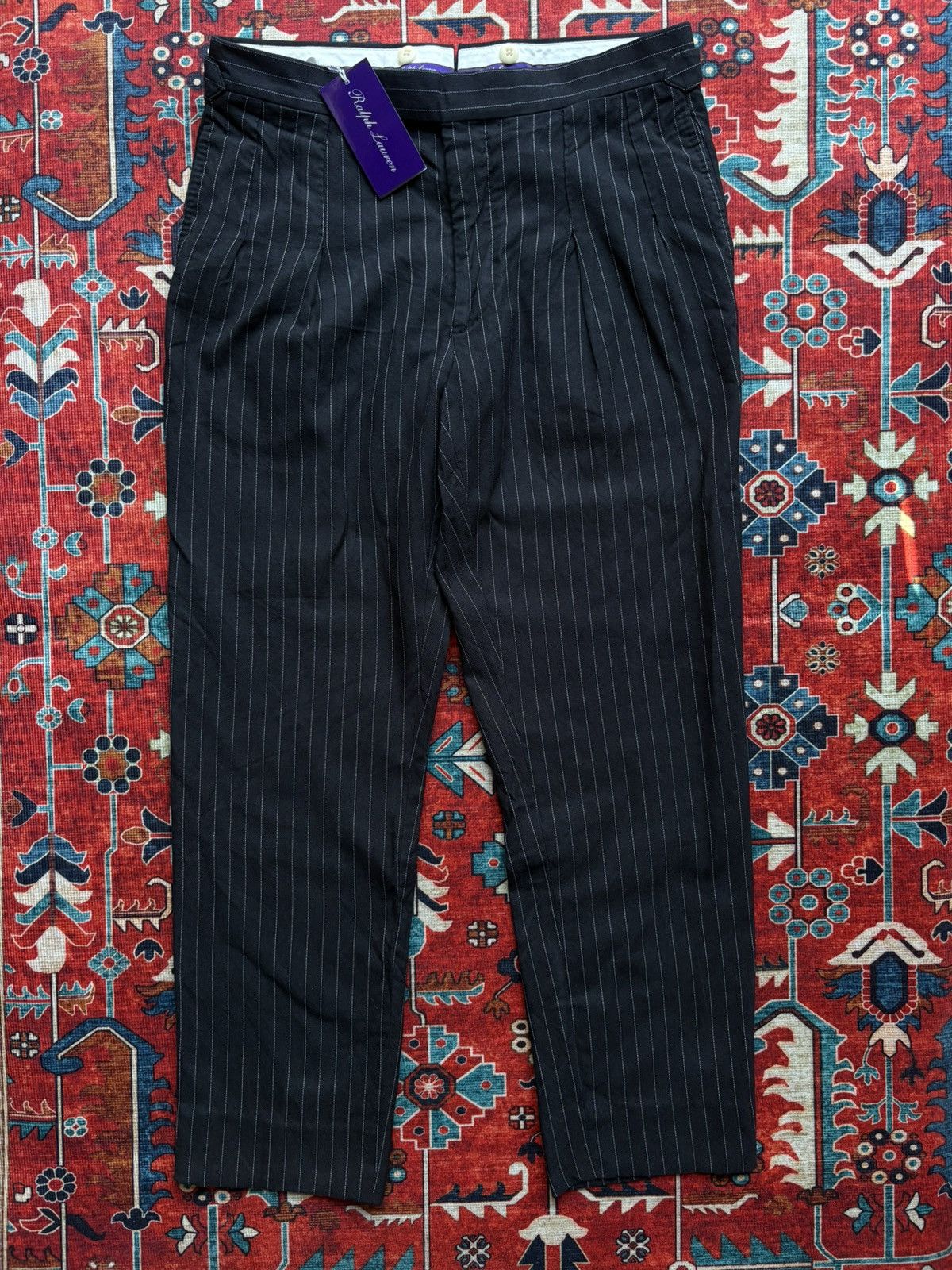 PURPLE LABEL POLO RALPH LAUREN Pleated Pinstripe Pants