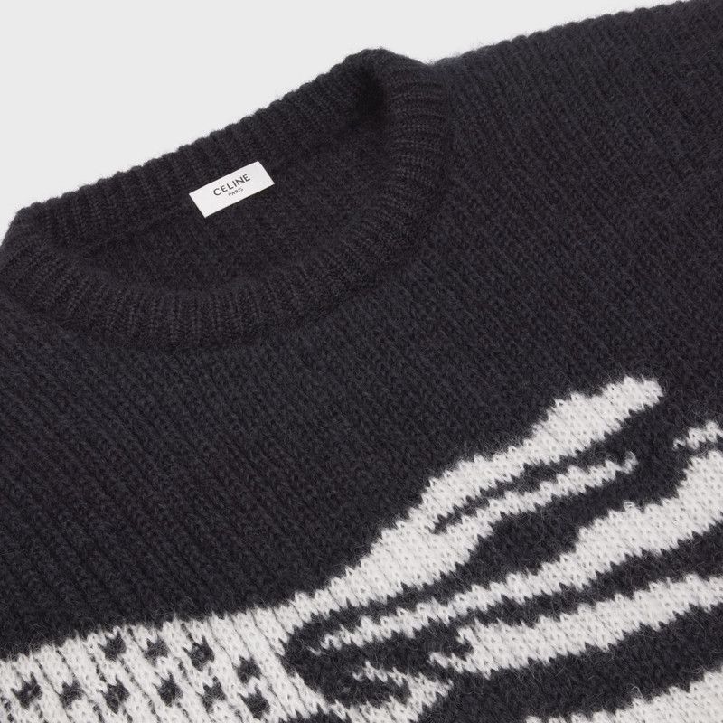 Celine o1mle0426 Ribbed Intarsia Mohair Blend Flag Sweater Size US XXL / EU 58 / 5 - 3 Thumbnail