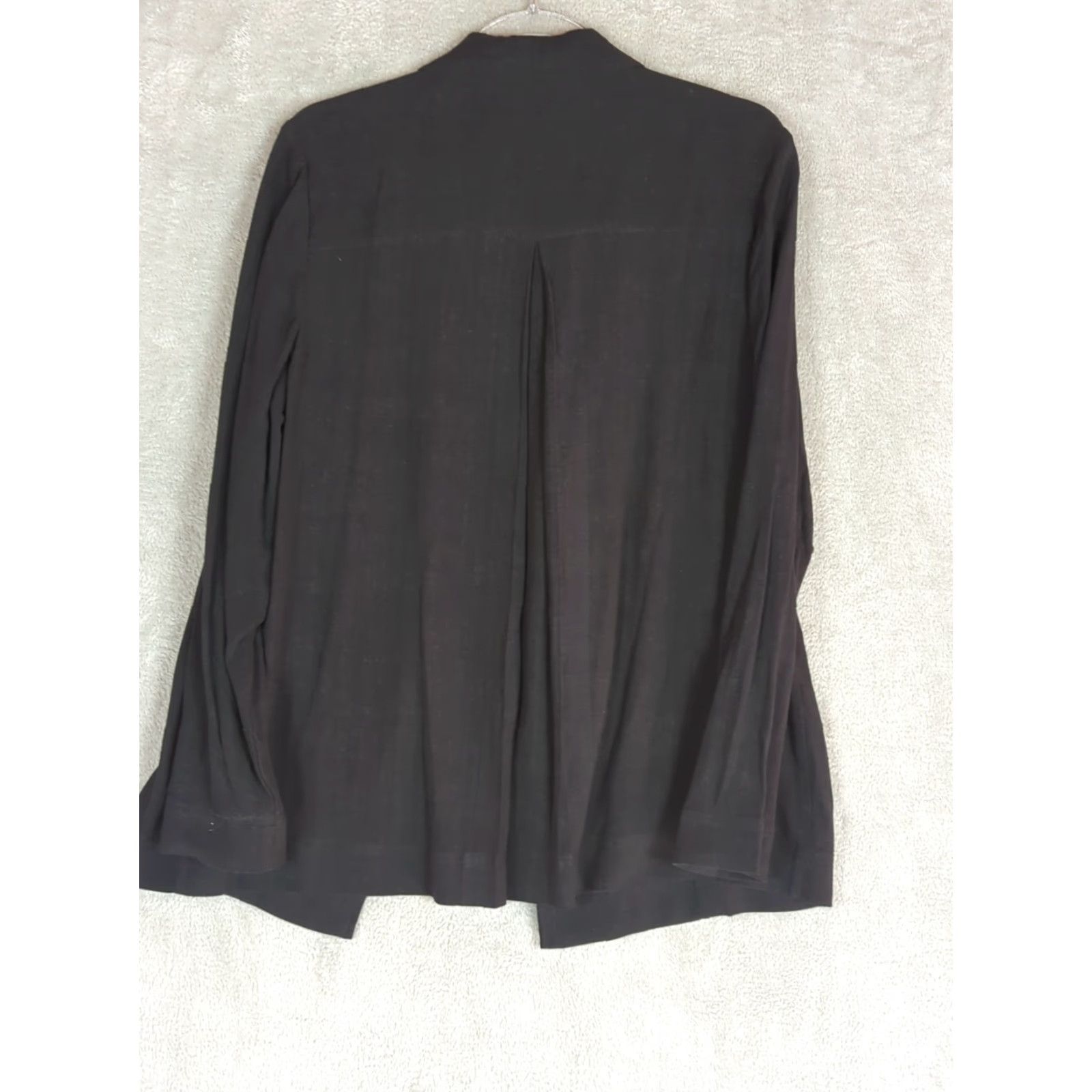 Vintage LOGO LINENS by Lori Goldstein black linen blend open jacket Shirt Womens M Black Solid Minimalist Classic Lagenlook Open - Wait Size M / US 6-8 / IT 42-44 - 8 Thumbnail