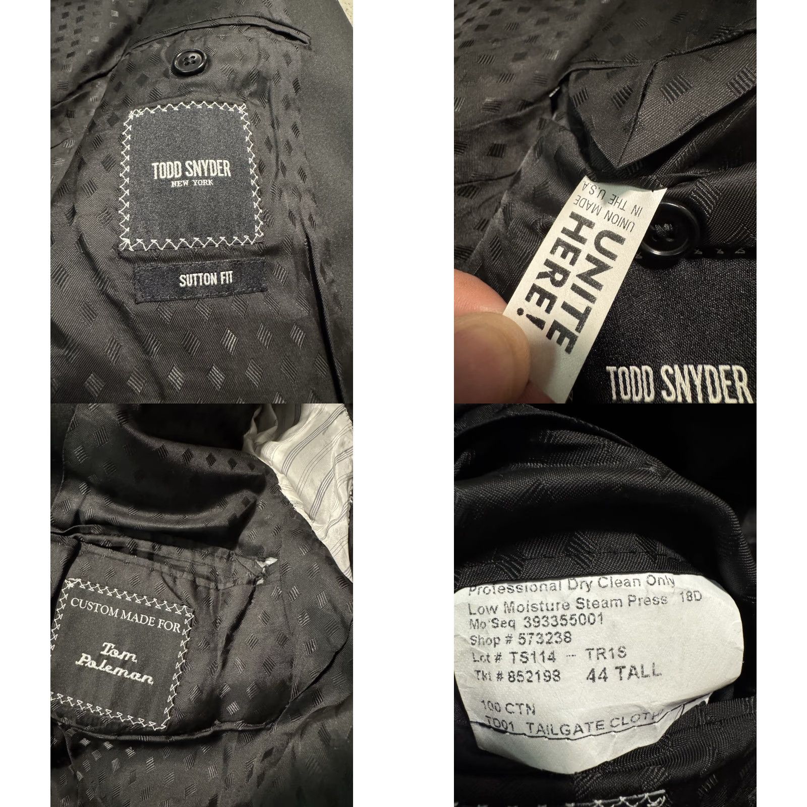 Todd Snyder TODD SNYDER Sutton Fit Black Floral Jacquard Tuxedo Dinner Jacket 44TL US Custom Size 44R - 11 Thumbnail
