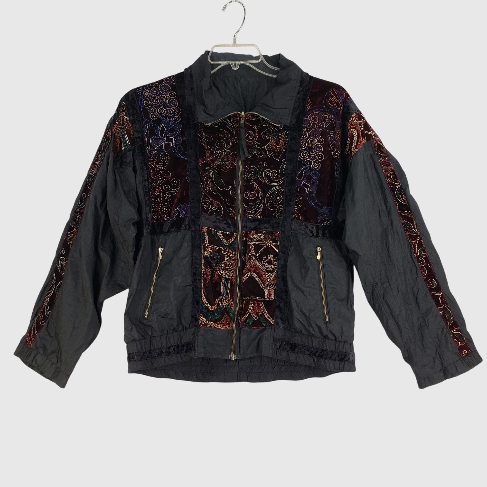 Other Vintage Reversible Velvet Embroidered Bomber Jacket Wmns L B Size L / US 10 / IT 46 - 1 Thumbnail