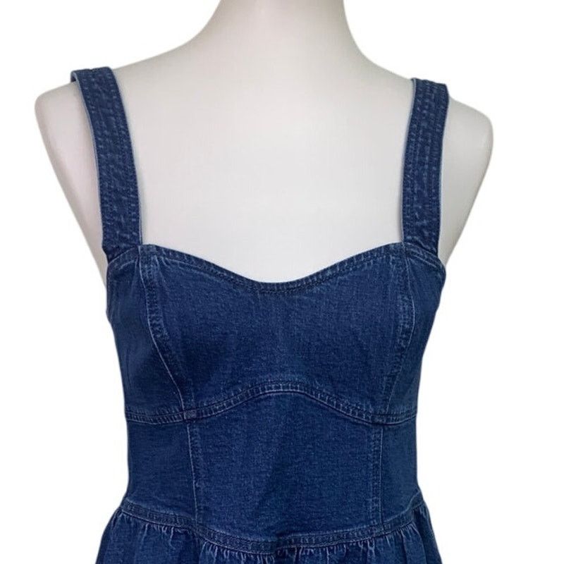 American Eagle Outfitters New American Eagle Womens Medium Sweetheart Denim Mini Dress Size M / US 6-8 / IT 42-44 - 3 Thumbnail