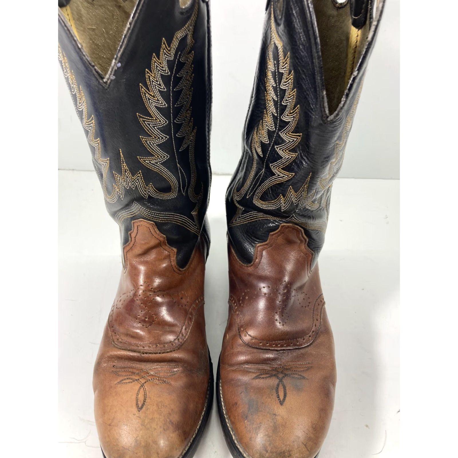 Durango Durango Buckaroo Boots Men Size 11 D Two Tone Leather Western Style SW6405 14 In Brown Cowboy Western Leather Boots Mens Size US 11 / EU 44 - 2 Thumbnail