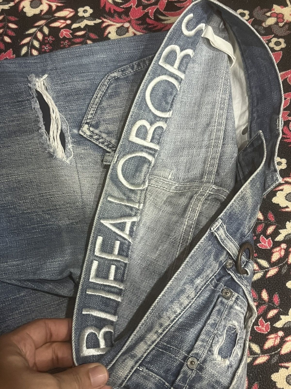 BUFFALO BOBS Japanese Brand Buffalo Bobs Trashed Ripped Skinny Fit Jeans Size US 32 / EU 48 - 15 Thumbnail