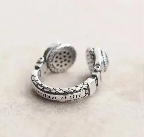 Jewelry x Vintage Headphones Ring 2000S Skater Punk Graffiti Jet Set Radio in Silver, Men's