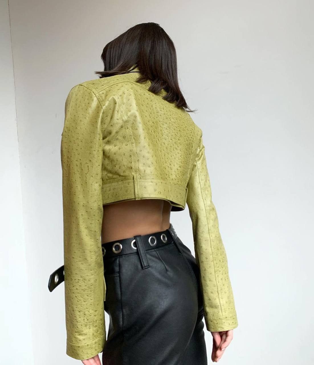 Dior FW 2000 Runway Ostrich Moto Cropped Leather Jacket Size S / US 4 / IT 40 - 1 Thumbnail