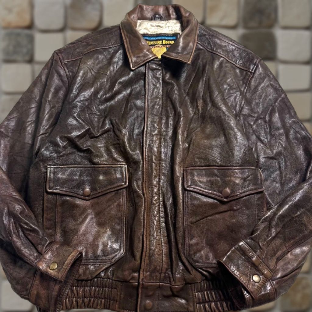 Vintage VINTAGE Wilsons Leather Adventure Bound A-2 Leather Flight Jacket Men's XL Brown Wool? Size US XL / EU 56 / 4 - 1 Thumbnail