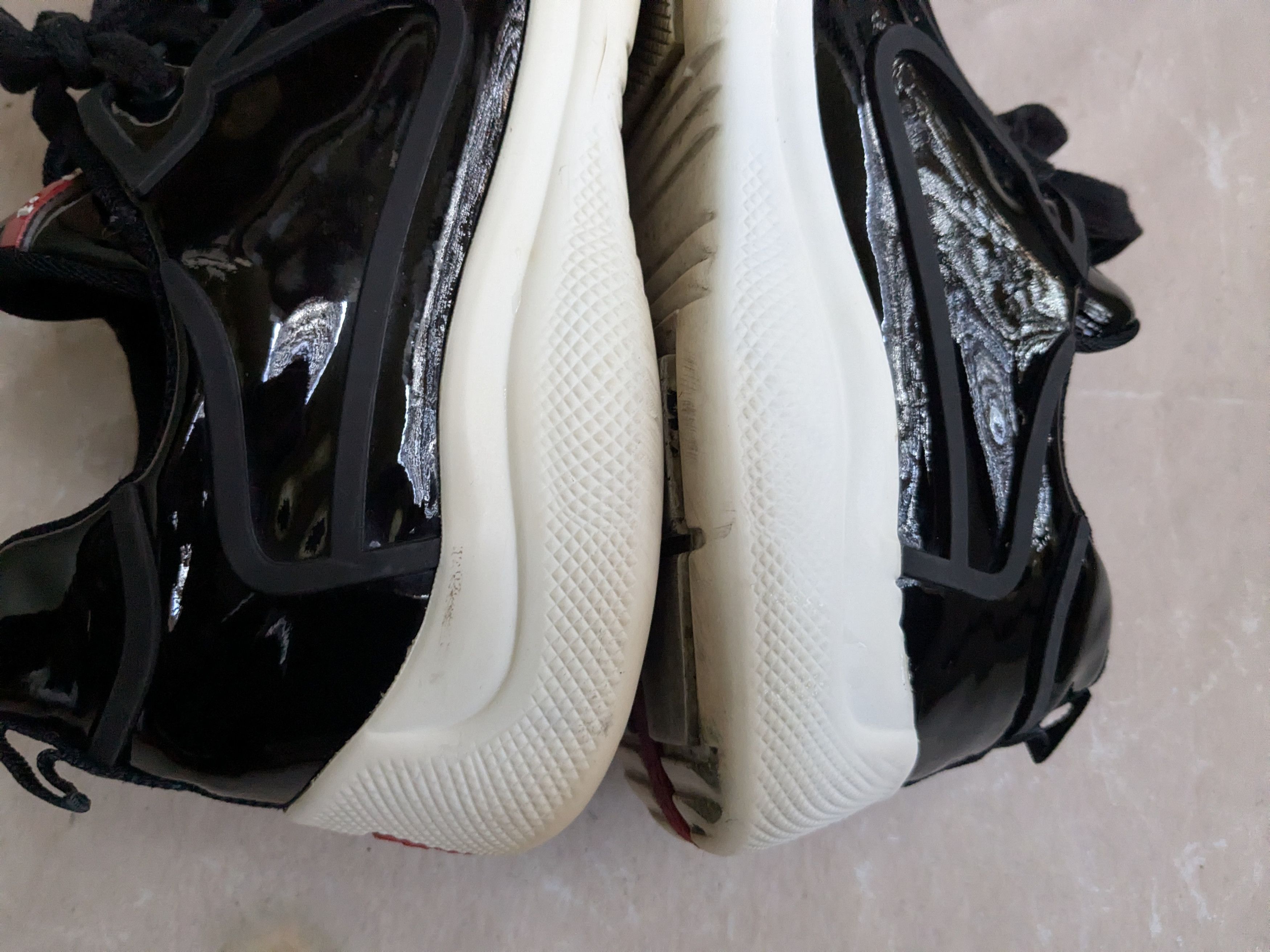 Prada America's Cup Sneakers Black Patent Leather 9 Low Tops