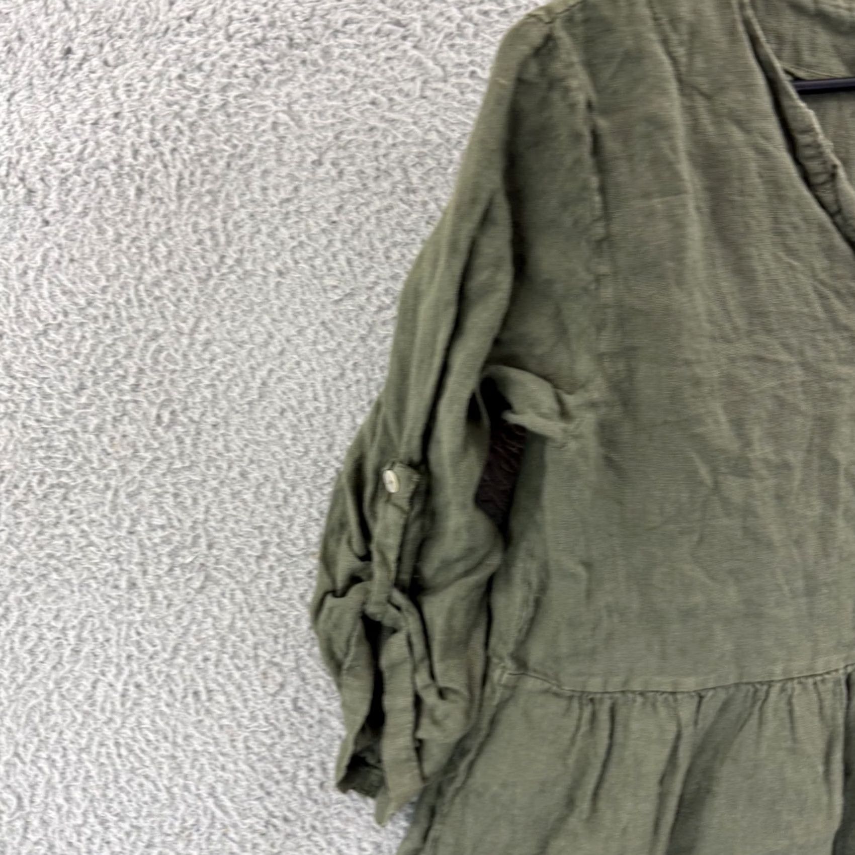 Vintage Bellambra Dress Women Medium Green Linen Trapeze Midi Boho Roll Tab Sleeve Italy Vintage No Size M / US 6-8 / IT 42-44 - 5 Thumbnail