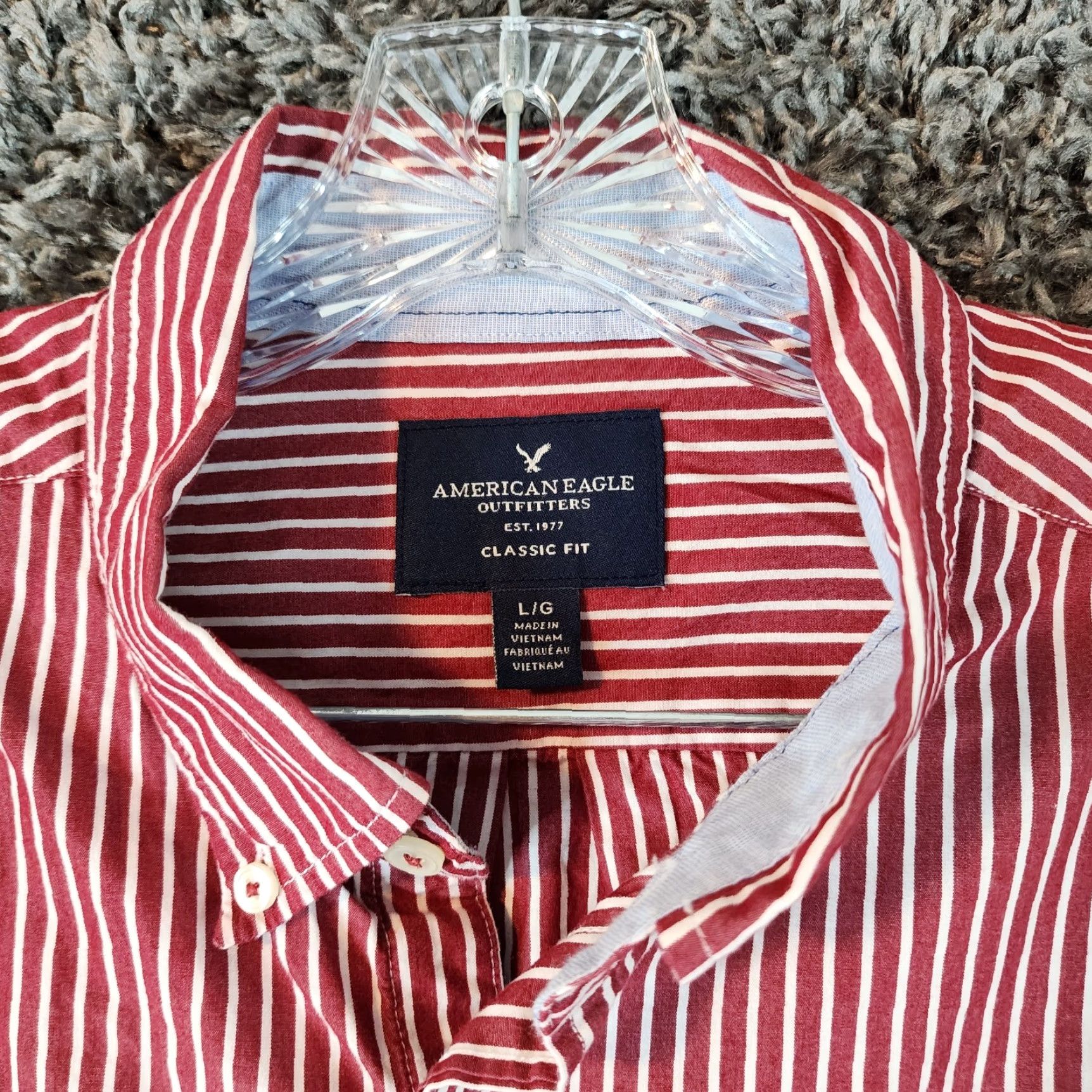 American Eagle Outfitters AMERICAN EAGLE Red Striped Button-Up Shirt Long Sleeve Adult Large Mens Size US L / EU 52-54 / 3 - 4 Thumbnail